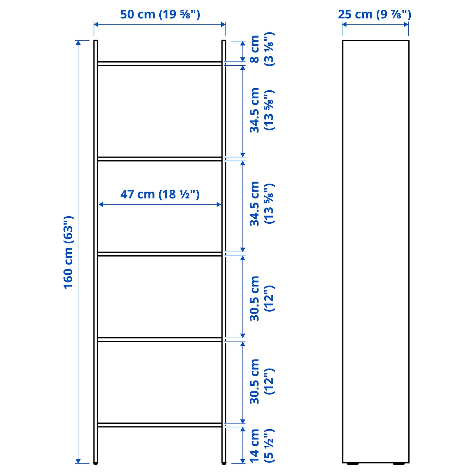BAGGEBO, bookcase, 50x25x160 cm, 204.367.13