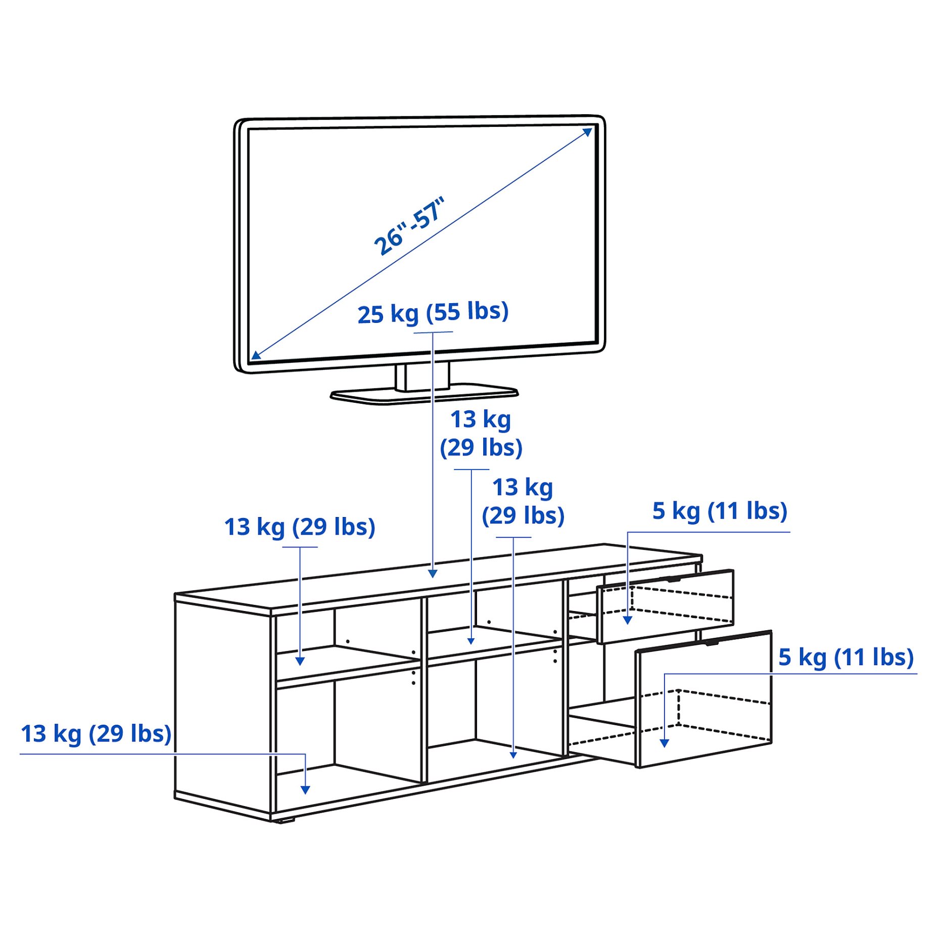 VIHALS, έπιπλο TV, 146x37x50 cm, 204.832.95