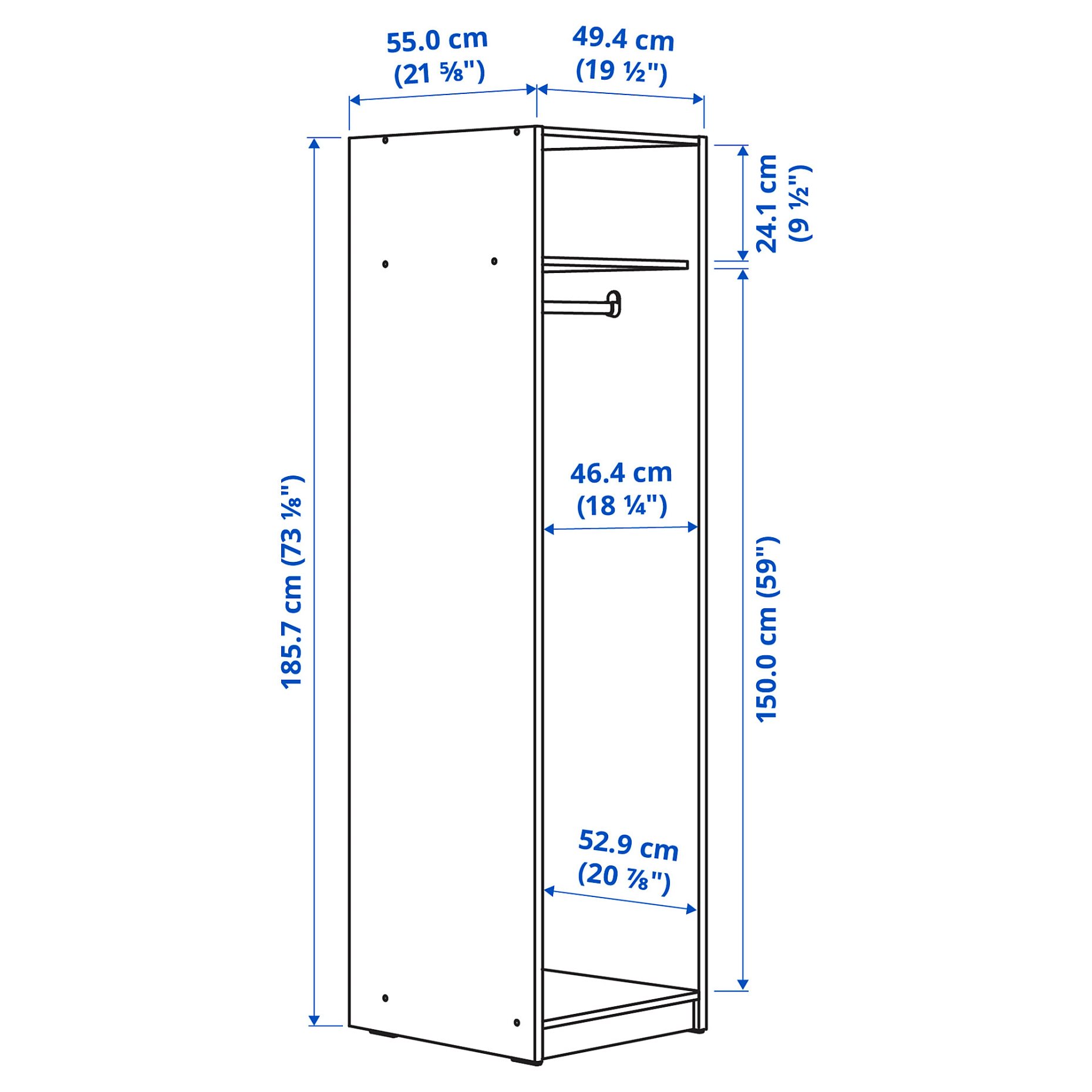 GURSKEN, ντουλάπα, 49x55x186 cm, 204.863.26