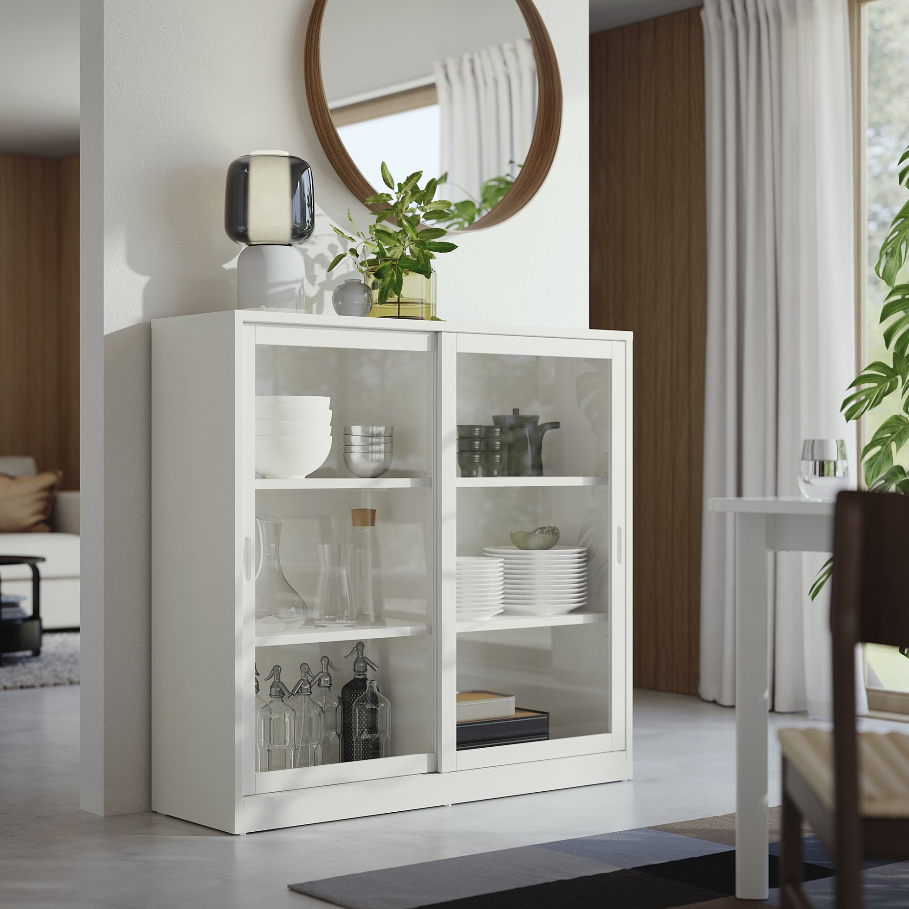 TONSTAD, cabinet with sliding glass doors, 120x37x116 cm, 204.888.96