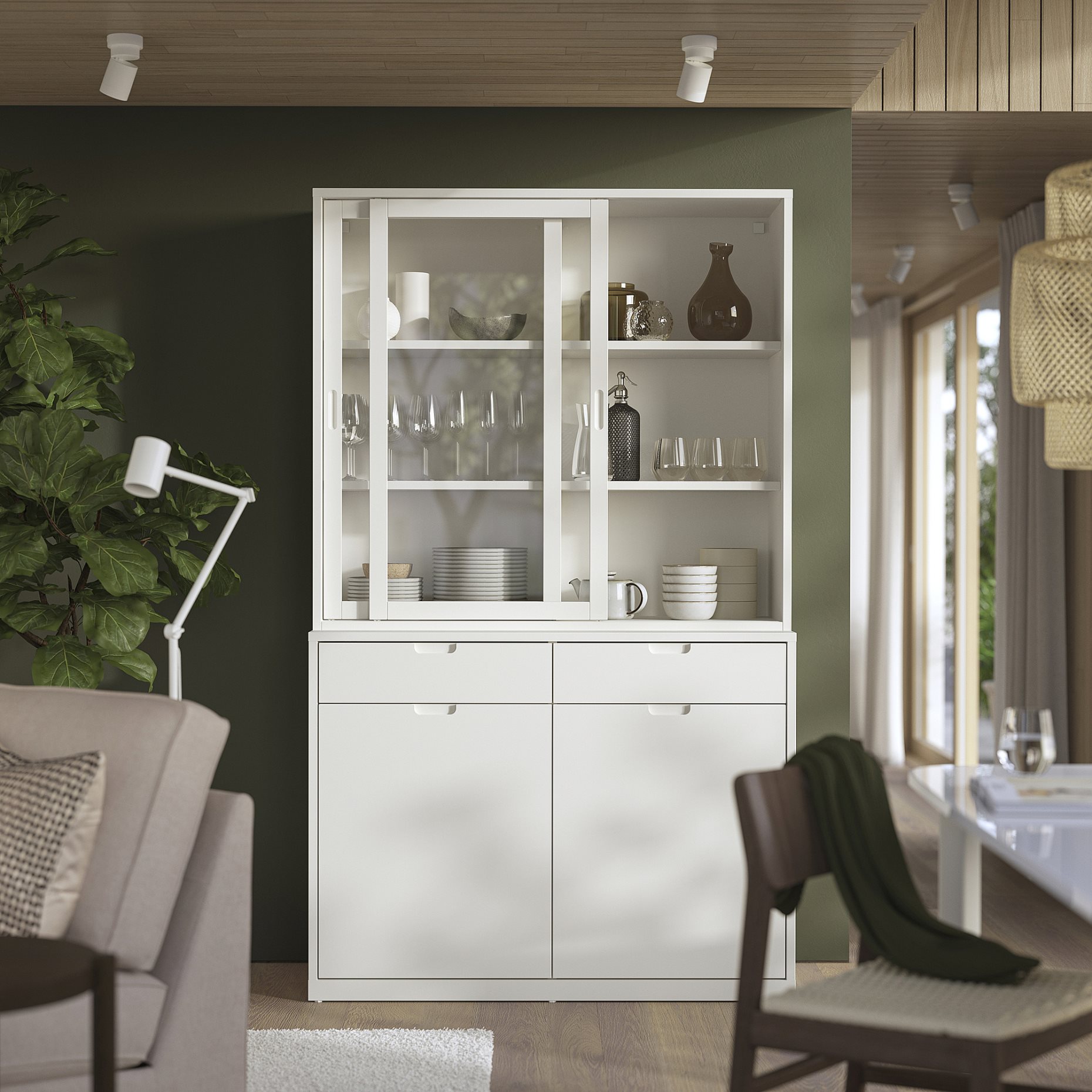 TONSTAD, cabinet with sliding glass doors, 120x37x116 cm, 204.888.96