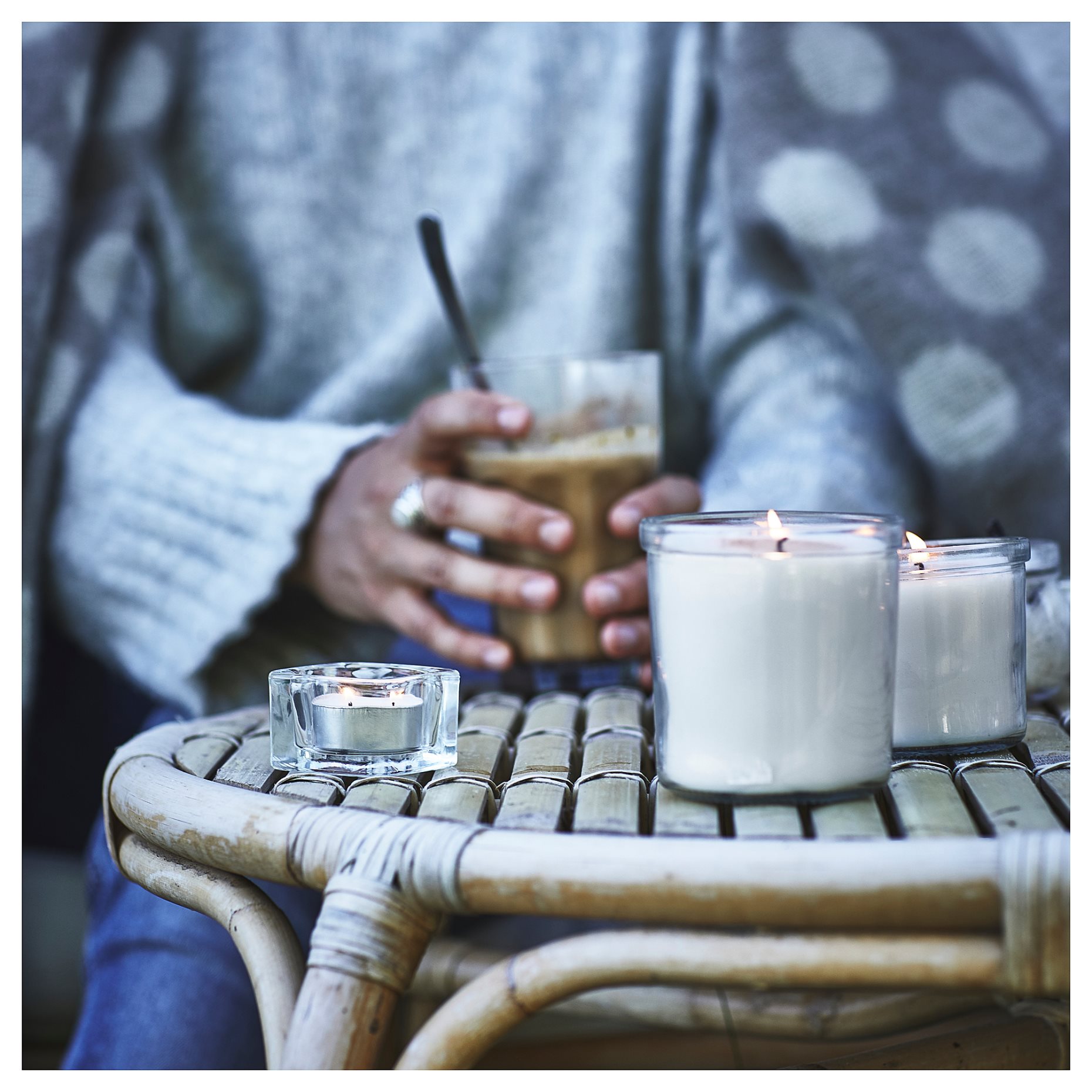 JÄMLIK, scented candle in glass/Vanilla, 20 hr, 205.021.09
