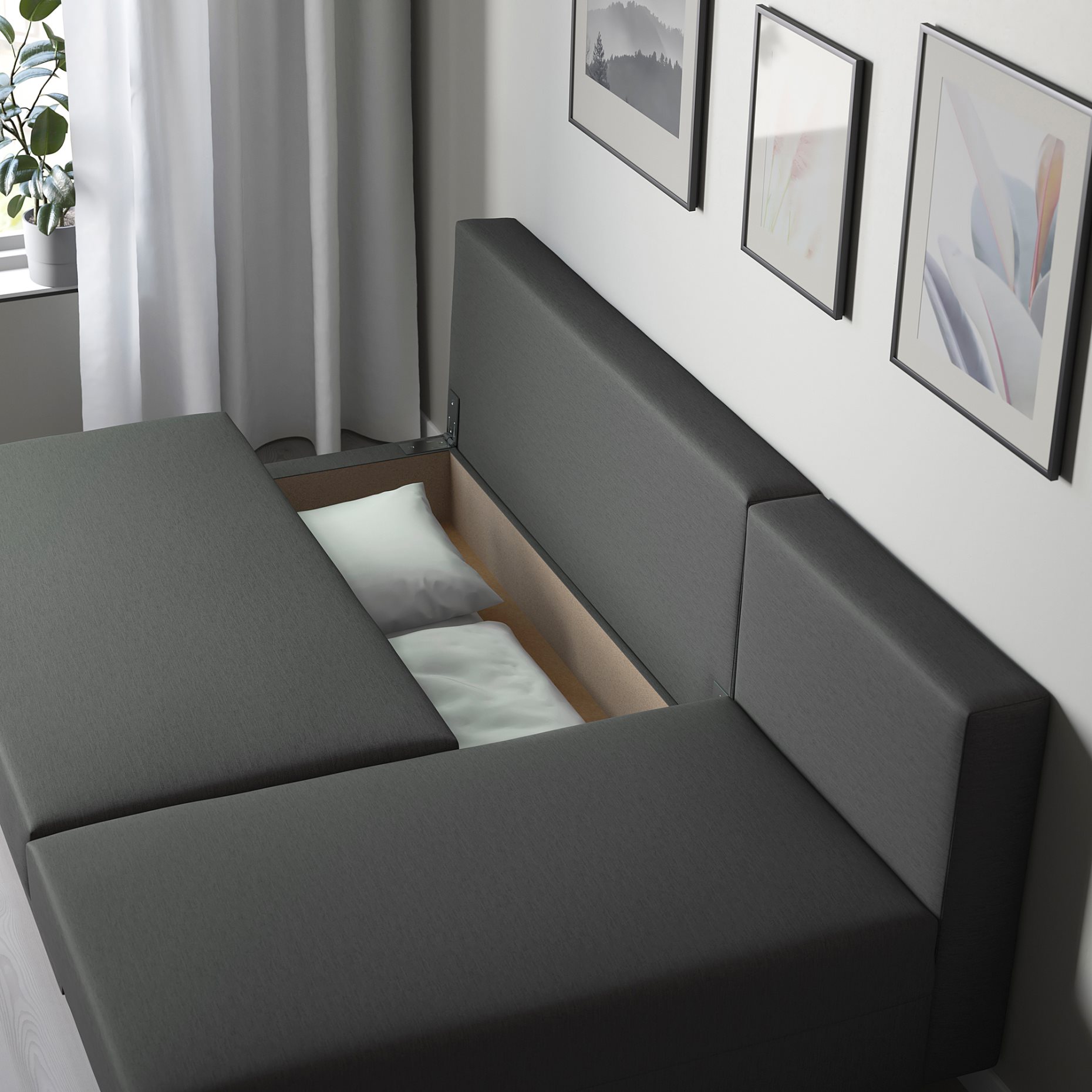 ÄLVDALEN, 3-seat sofa-bed with chaise longue, 205.306.64