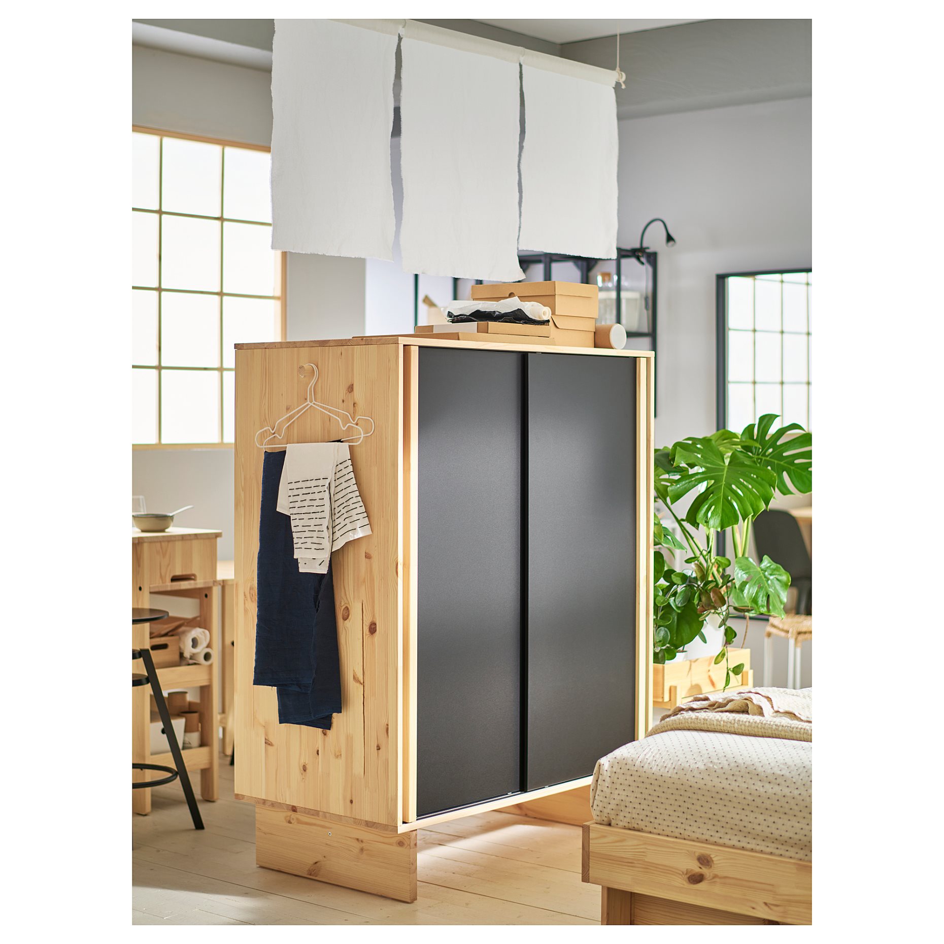 GLAMBERGET, wardrobe with 3 sliding doors, 117x63x150 cm, 205.645.12