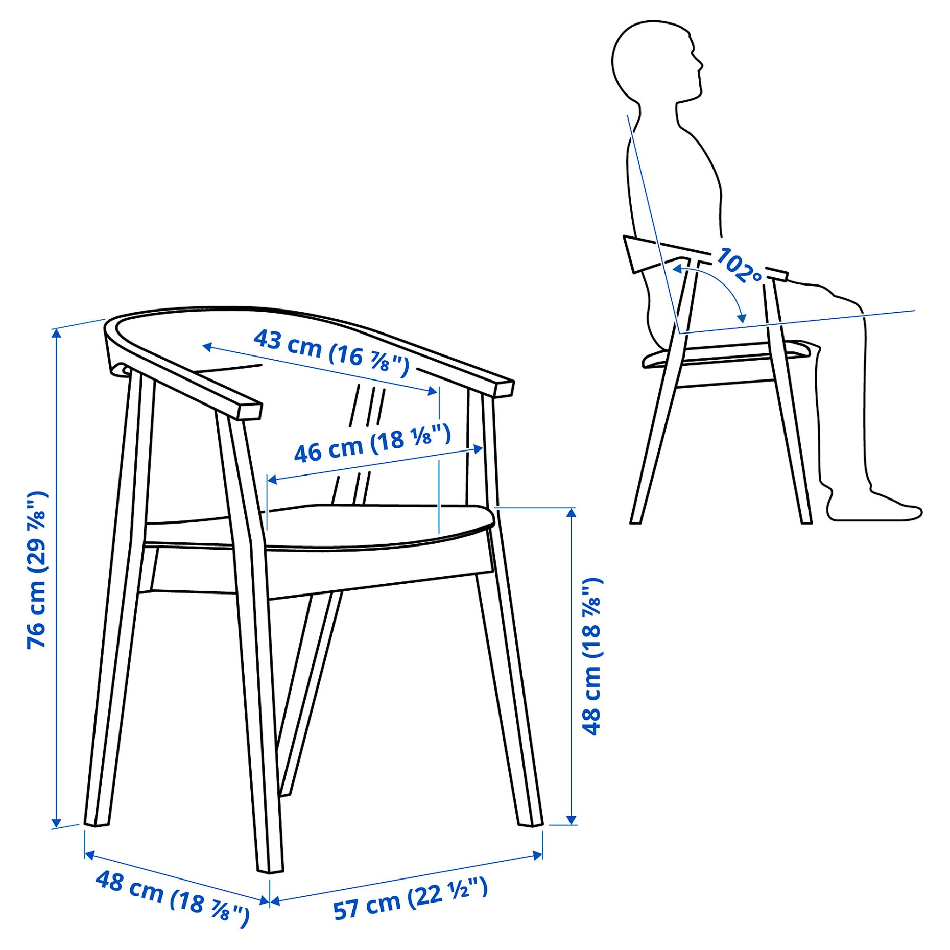 STOCKHOLM, chair with armrests, 206.212.06