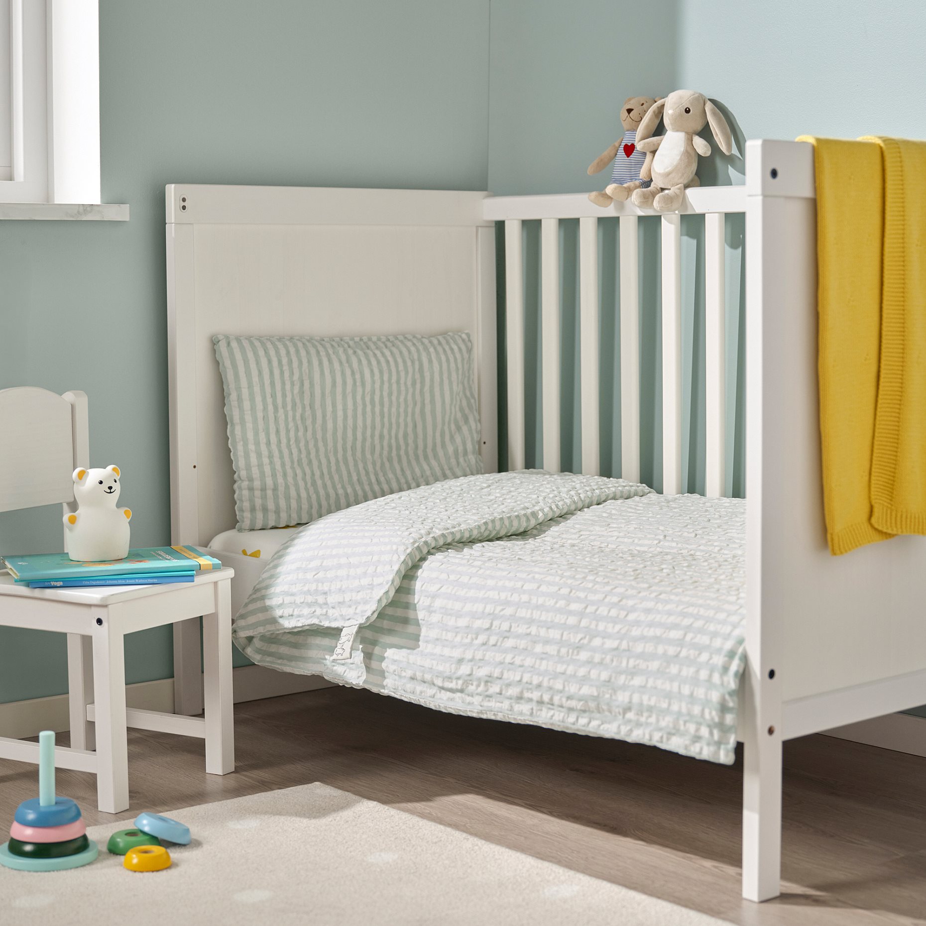 LEN, duvet cover 1 pillowcase for cot, 110x125/35x55 cm, 206.250.49