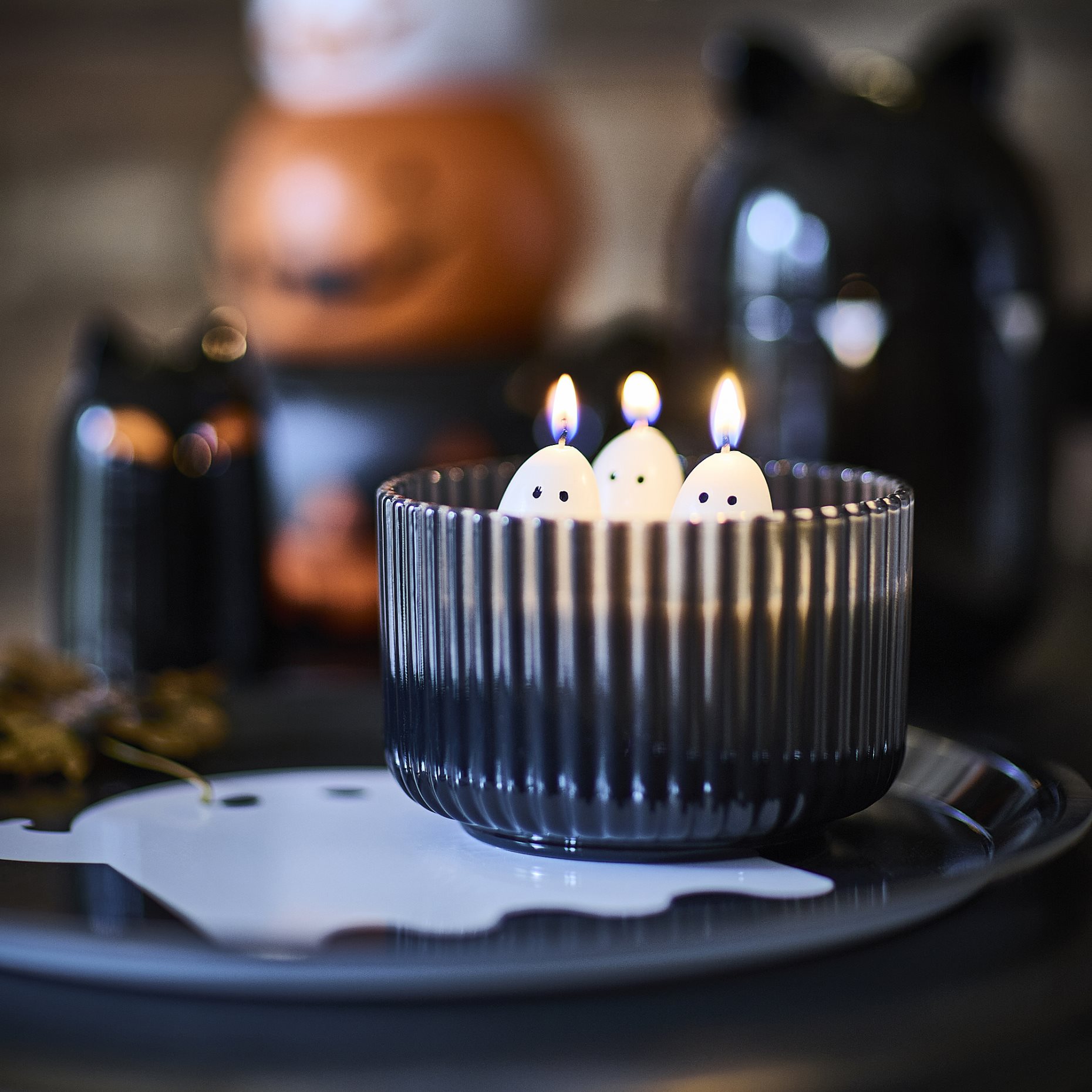 KUSTFYR 2026, scented candle in glass/jelly candy/ghost/3 wicks, 28 hr, 206.263.79