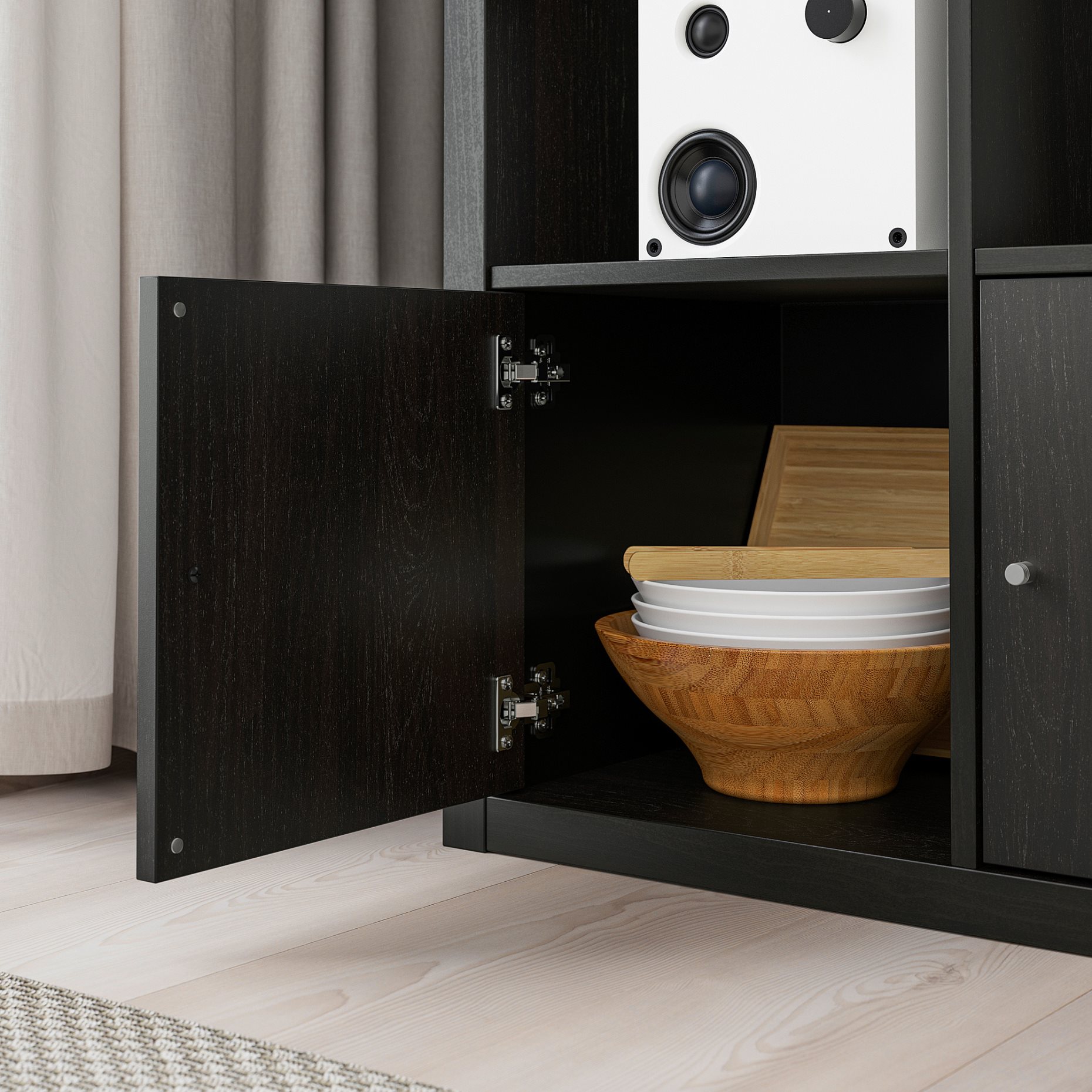 KALLAX, shelving unit with 4 inserts, 147x77 cm, 292.783.04