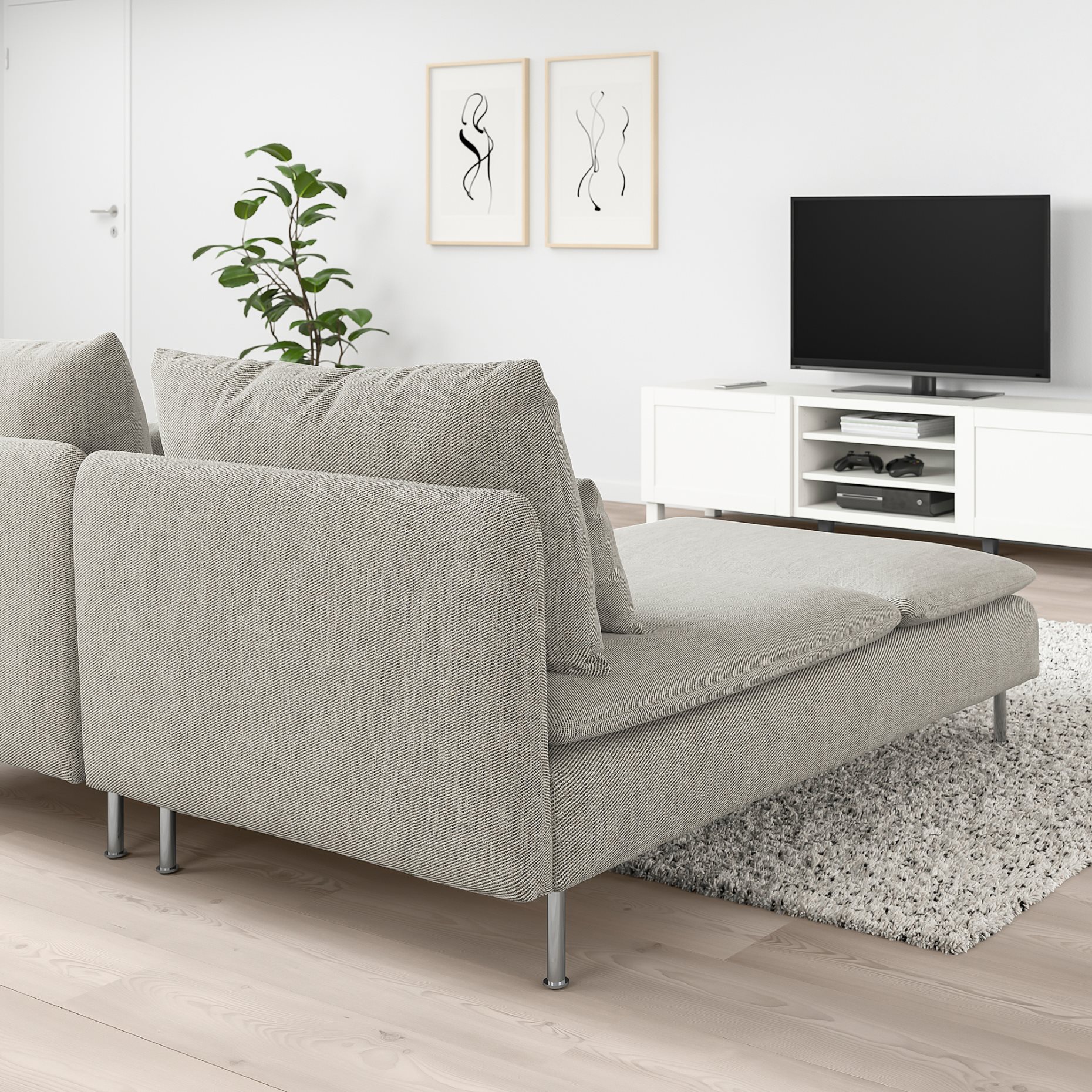 SÖDERHAMN, 2-seat sofa with chaise longue, 293.057.60