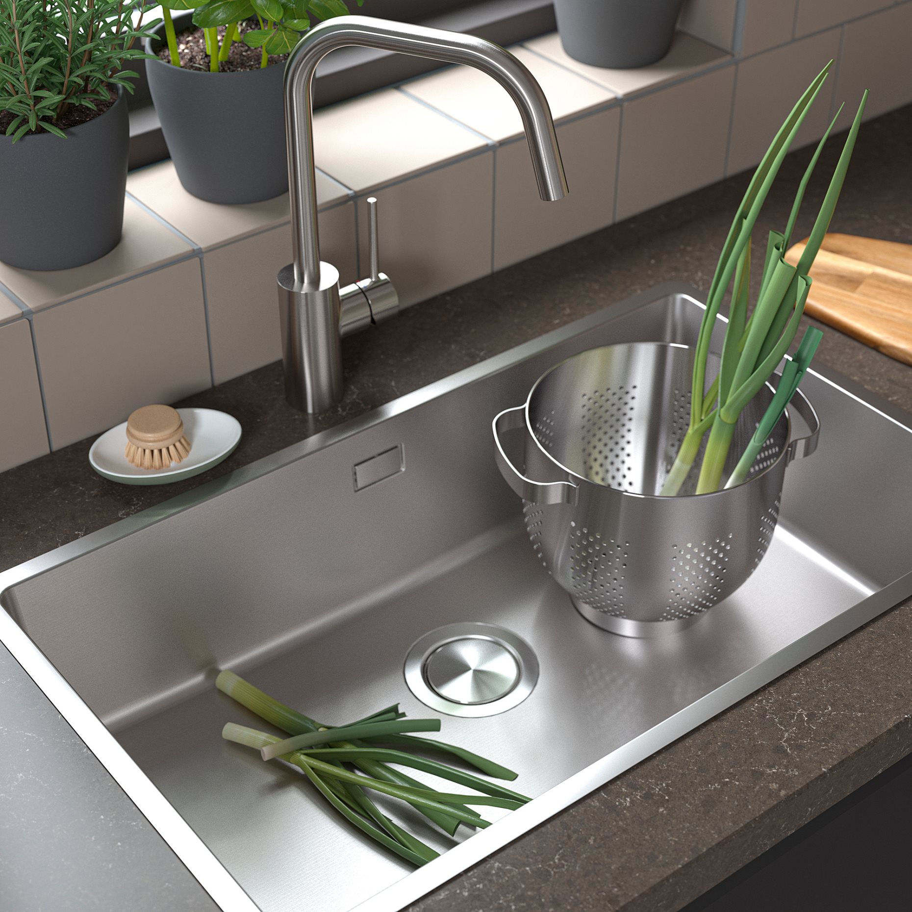 VRESJÖN, inset sink 1 bowl, 73x44 cm, 294.257.29