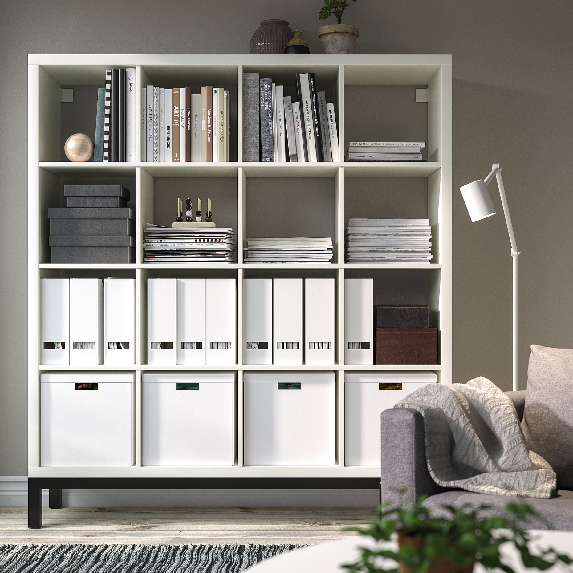 KALLAX, shelving unit with underframe, 147x164 cm, 294.427.19