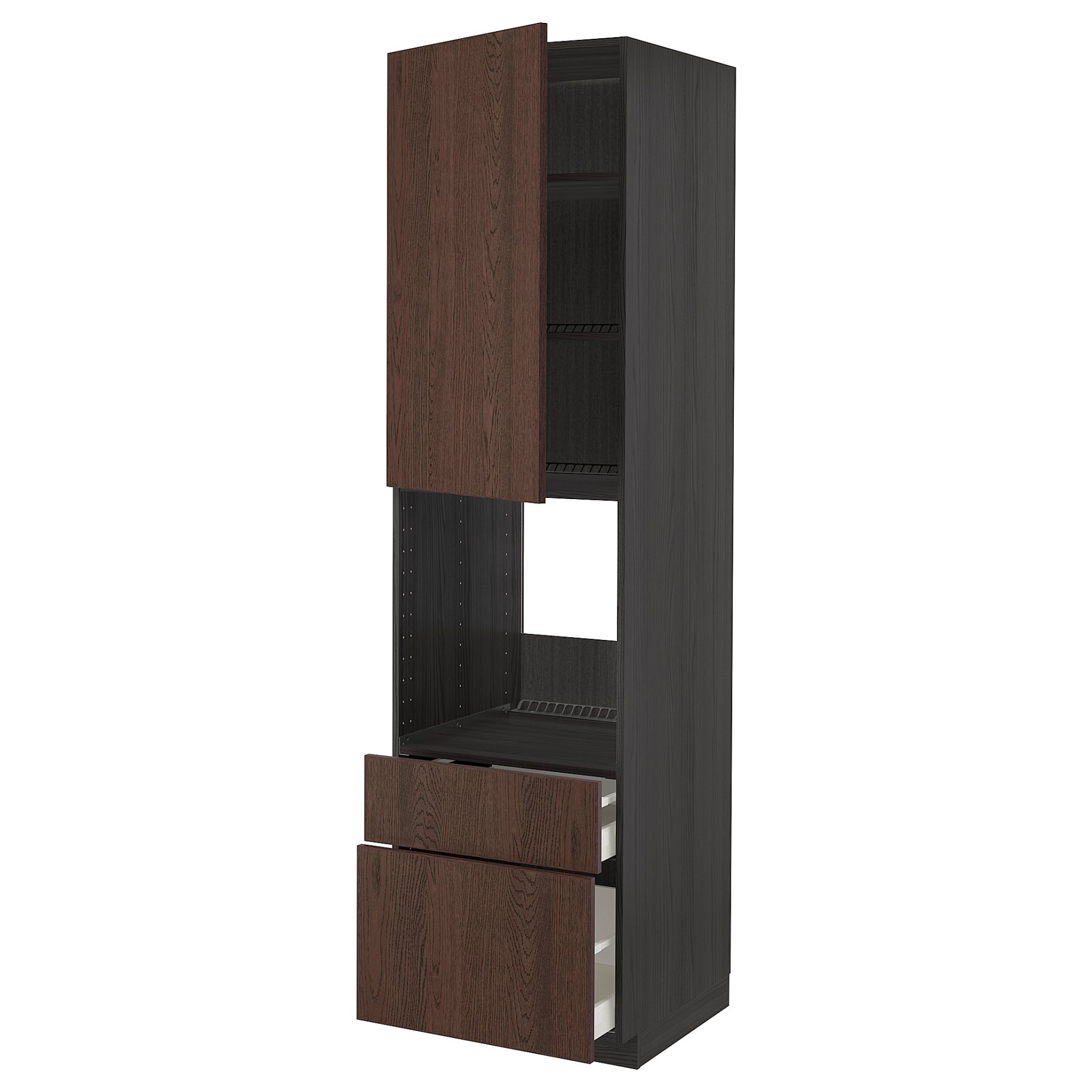 METOD/MAXIMERA, high cabinet for oven with door/2 drawers, 60x60x220 cm, 294.603.41