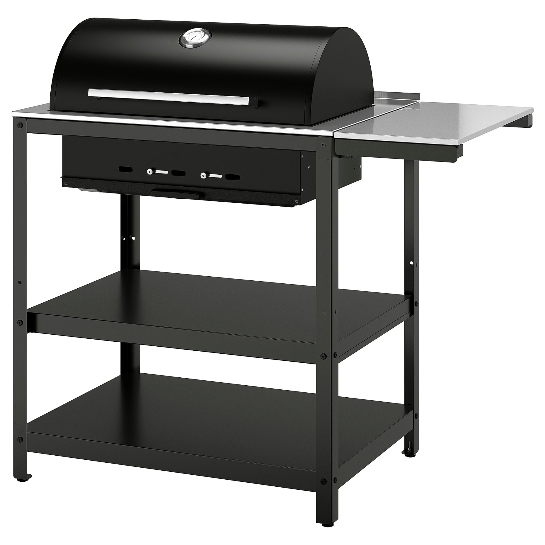 GRILLSKÄR, charcoal barbecue with side table/outdoor, 93/116x61 cm, 294.952.13