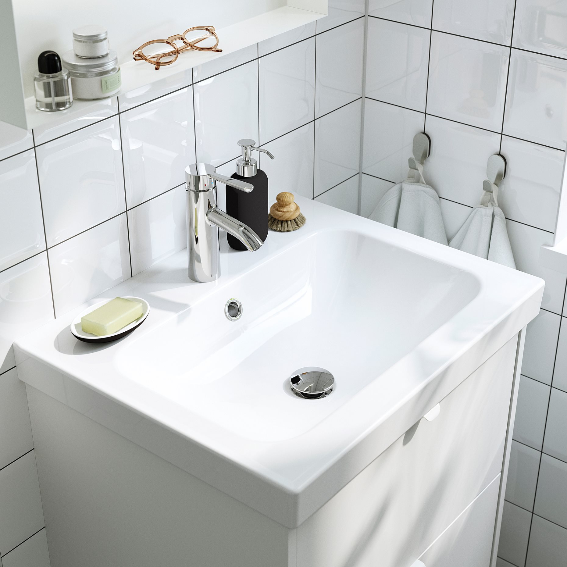ORRSJON, wash-basin with water trap, 62x49 cm, 295.167.53