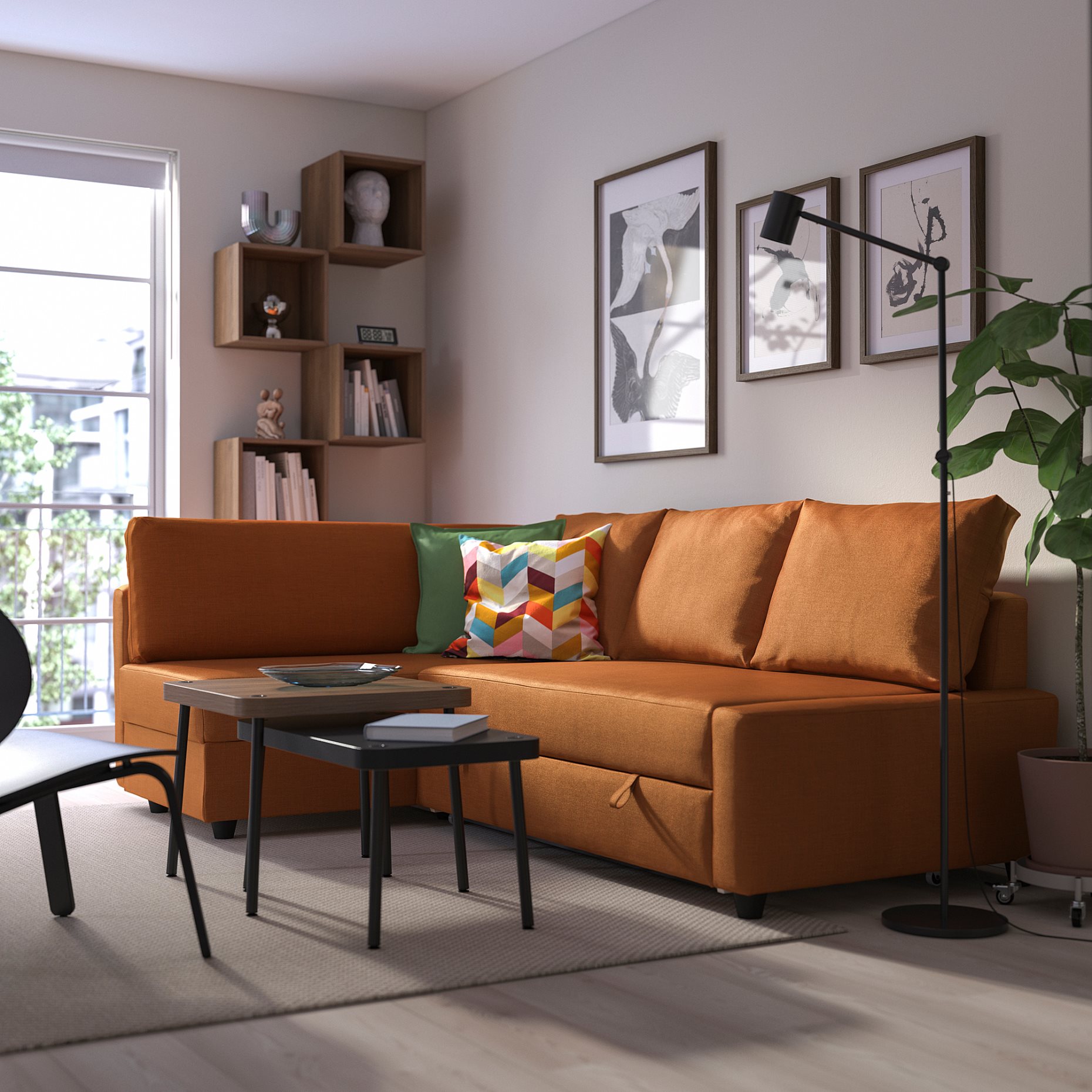 FRIHETEN/KLAGSHAMN, corner sofa-bed with storage, 295.202.41