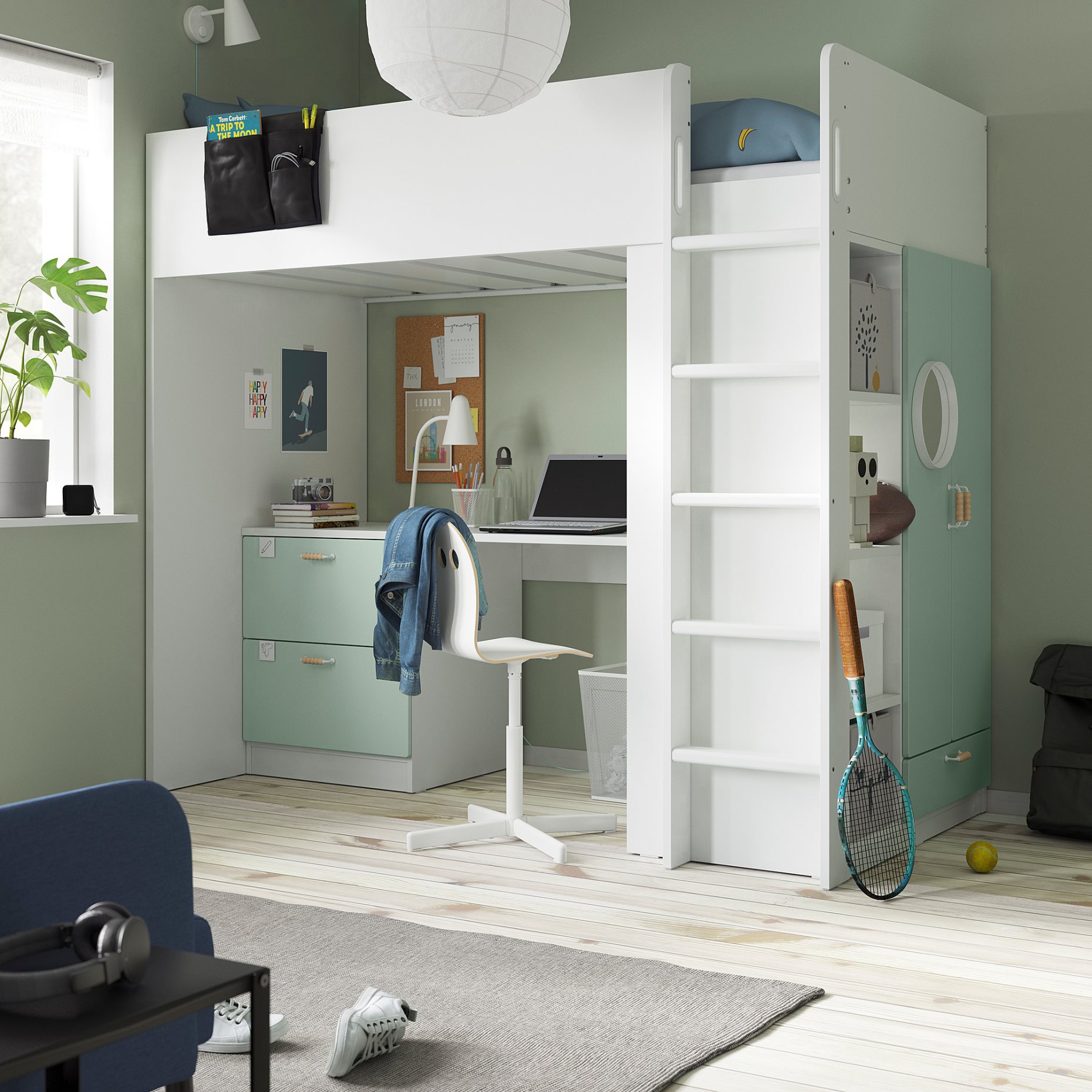 SMÅSTAD, loft bed with desk with 3 drawers, 90x200 cm, 295.420.21