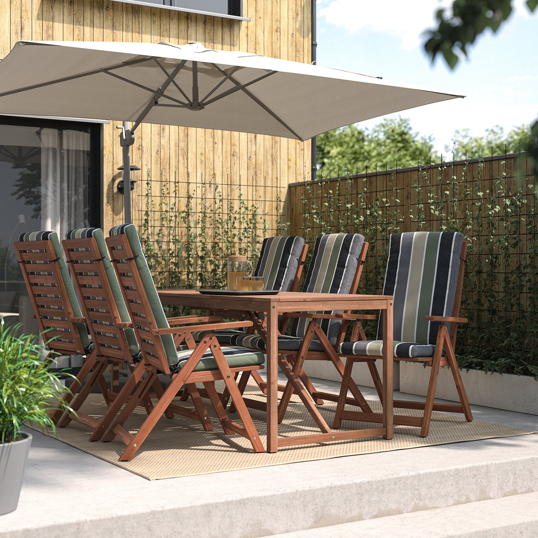 NÄMMARÖ, τραπέζι/6 καρέκλες με ρυθμιζόμενη πλάτη/εξωτερικού χώρου, 200 cm, 295.445.48