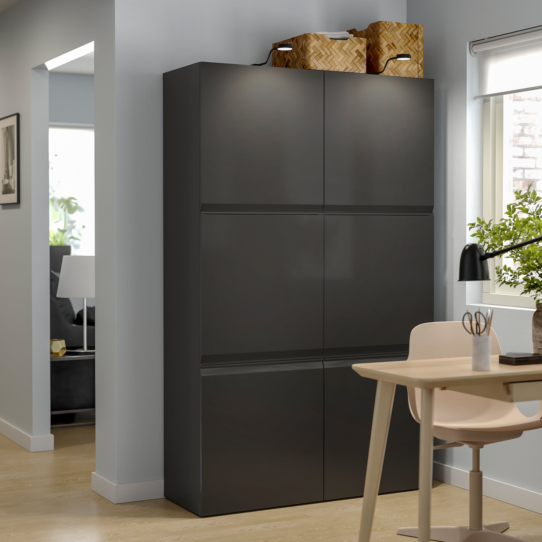 BESTÅ, σύνθεση αποθήκευσης με πόρτες, 120x42x193 cm, 295.693.55