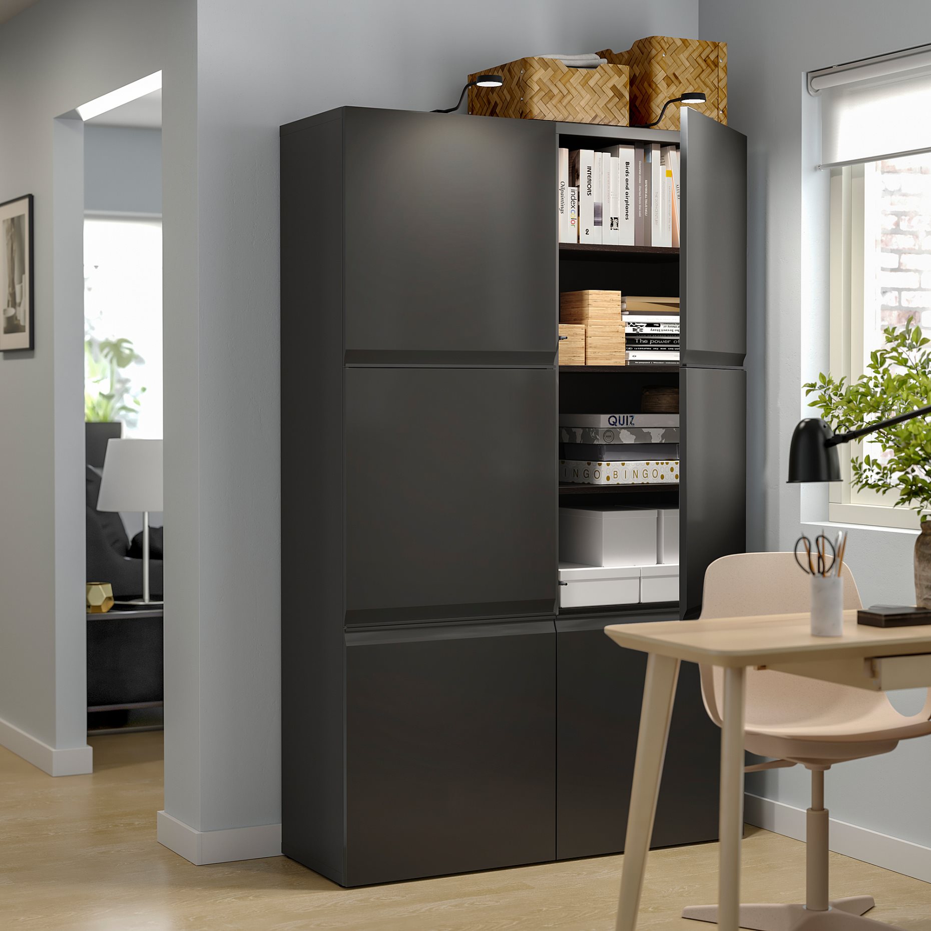 BESTÅ, σύνθεση αποθήκευσης με πόρτες, 120x42x193 cm, 295.693.55
