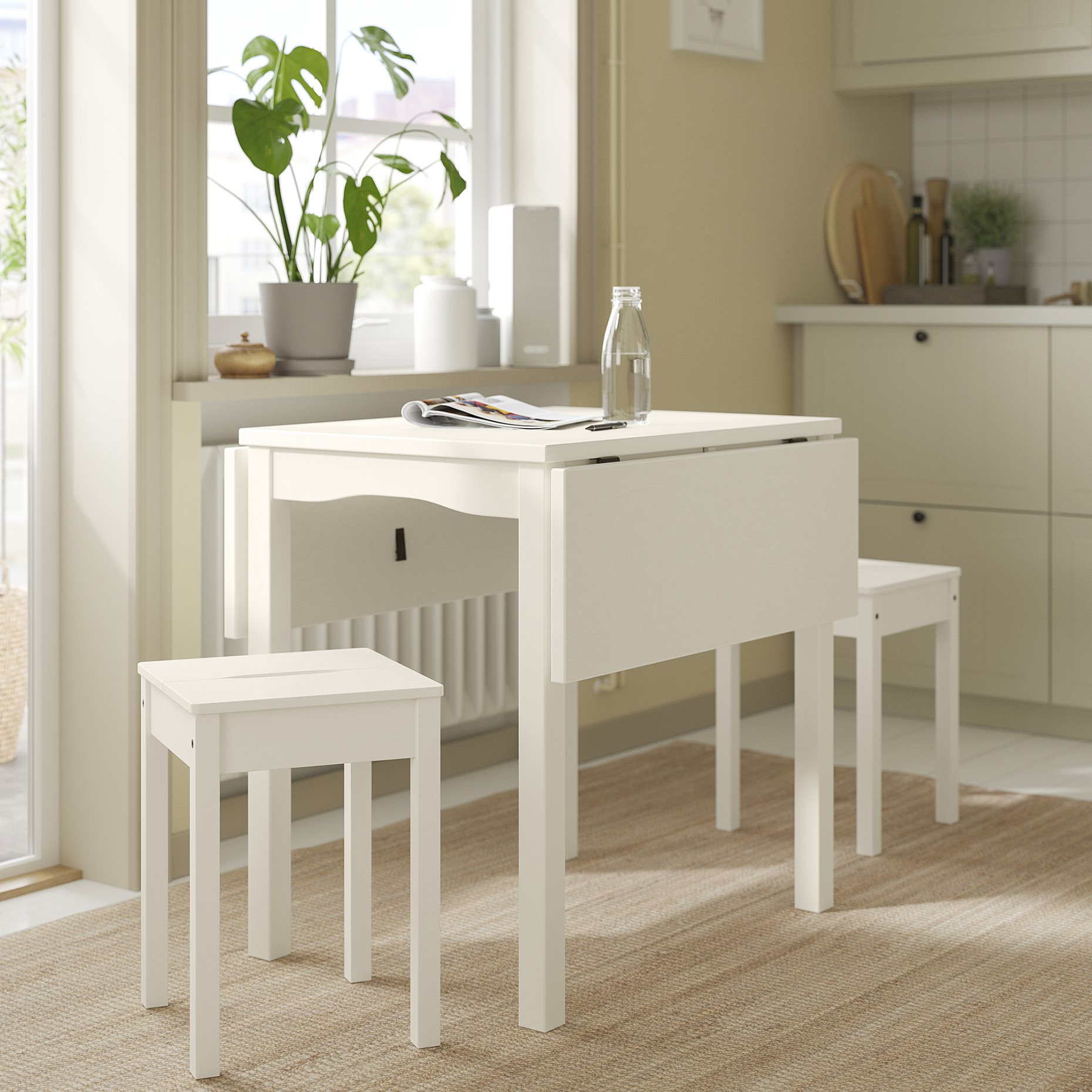 HAUGA/HAUGA, table and 2 stools, 55x82x109/74 cm, 295.749.03