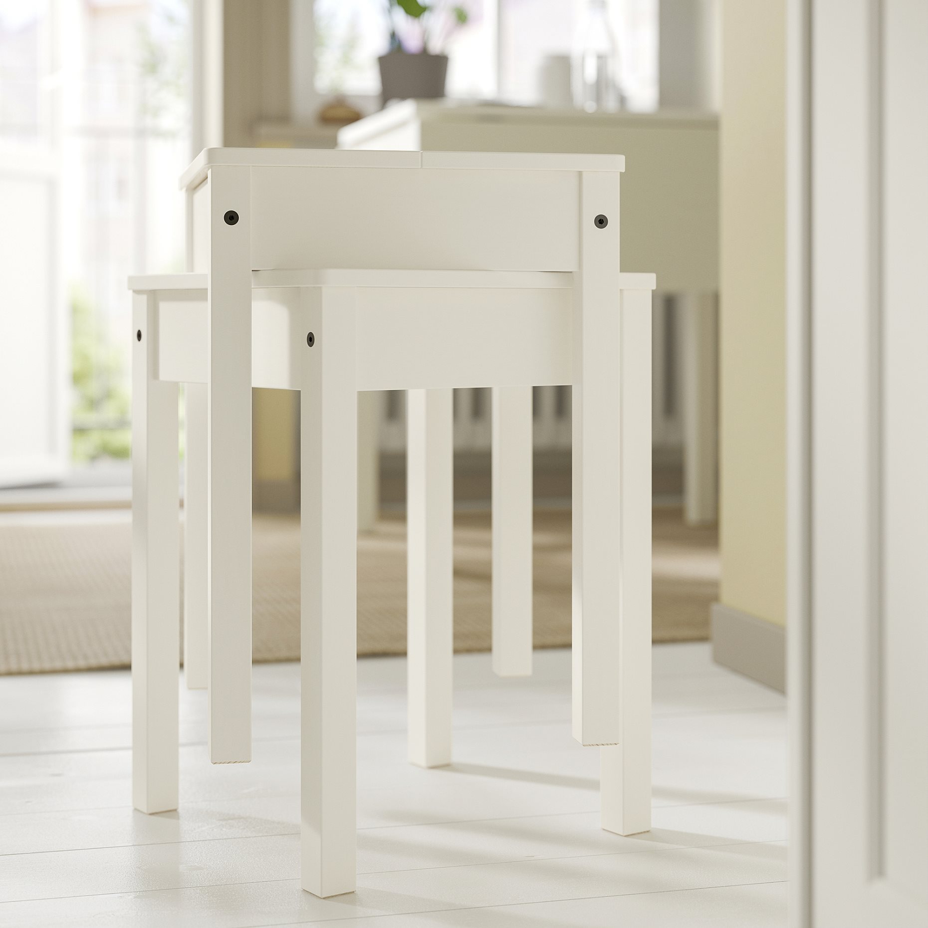 HAUGA/HAUGA, table and 2 stools, 55x82x109/74 cm, 295.749.03