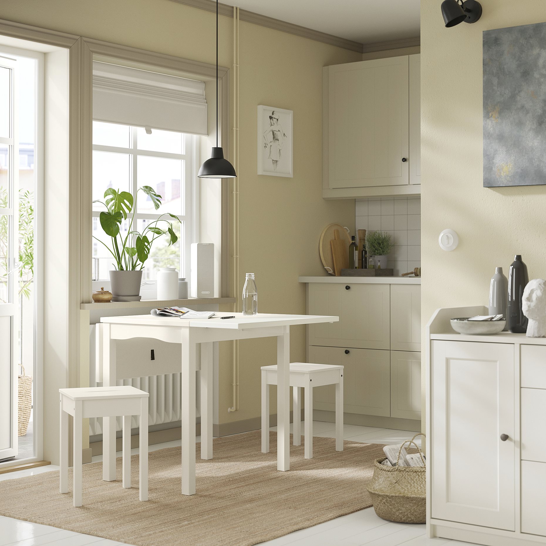 HAUGA/HAUGA, table and 2 stools, 55x82x109/74 cm, 295.749.03