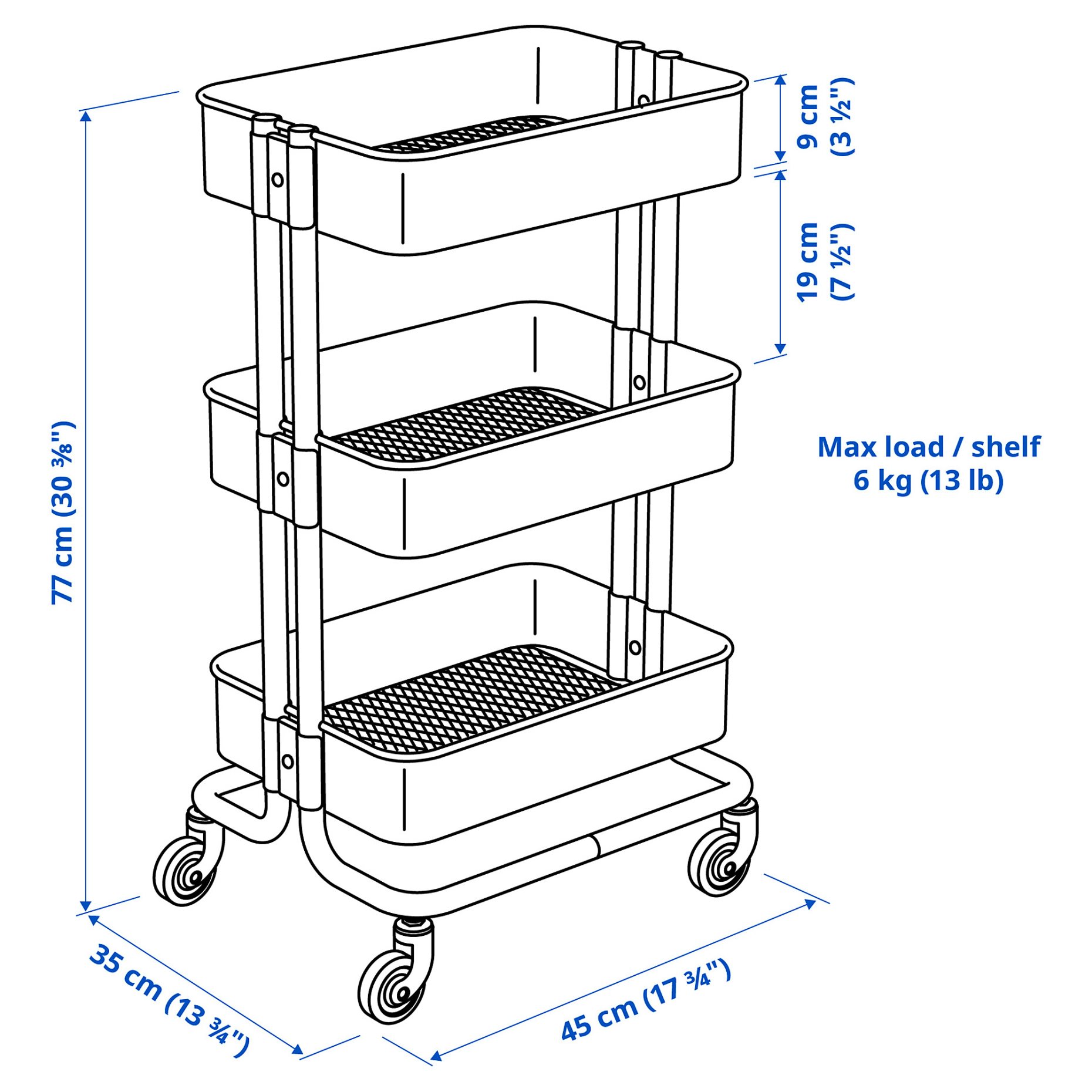 RÅSKOG/NORRÅVA, trolley with lid, 35x45x77 cm, 295.807.63