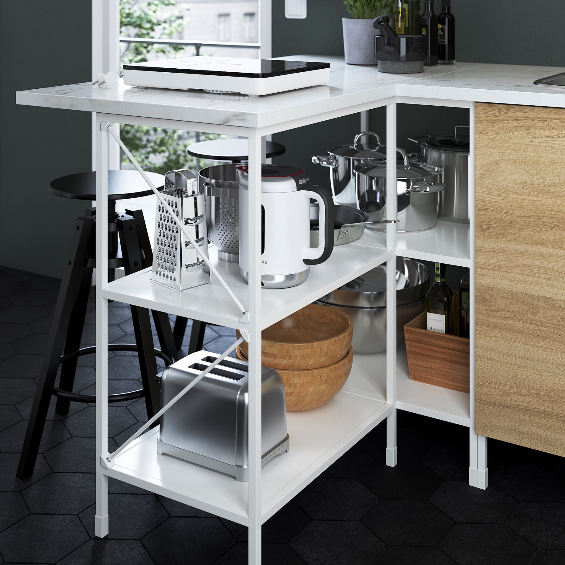 ENHET, base frame with shelves, 60x60x75 cm, 304.489.75