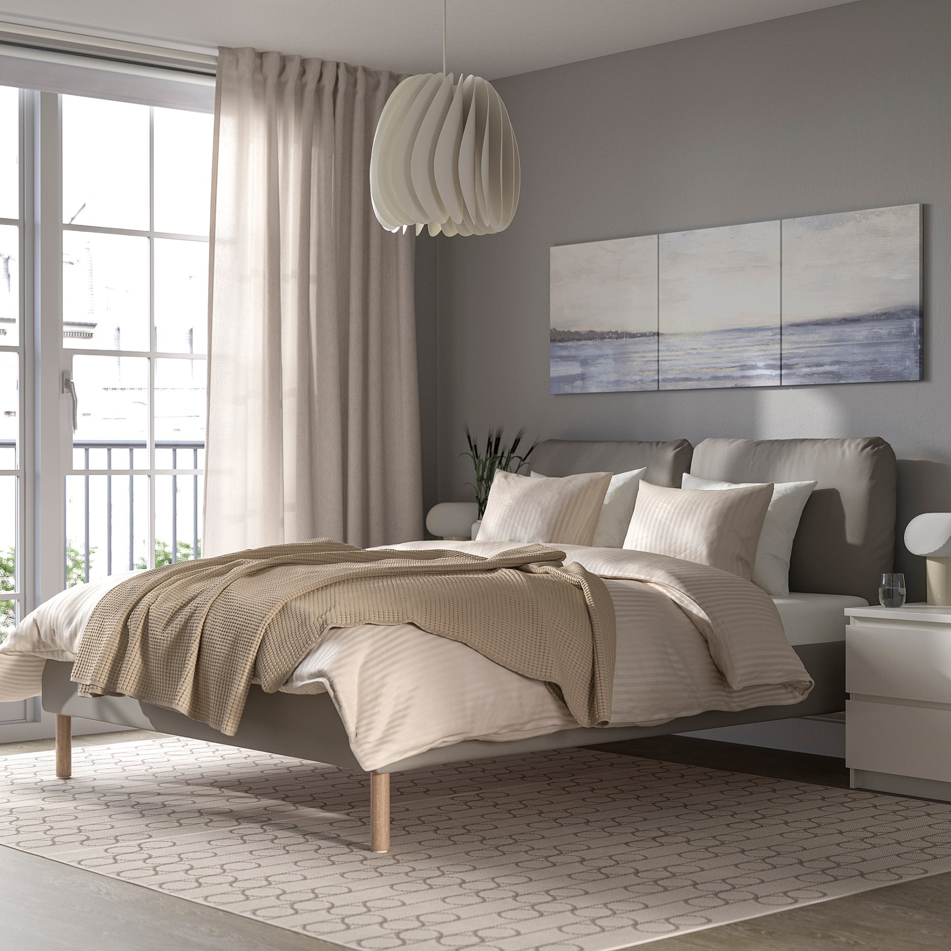 SAGESUND, upholstered bed frame, 160x200 cm, 304.903.80