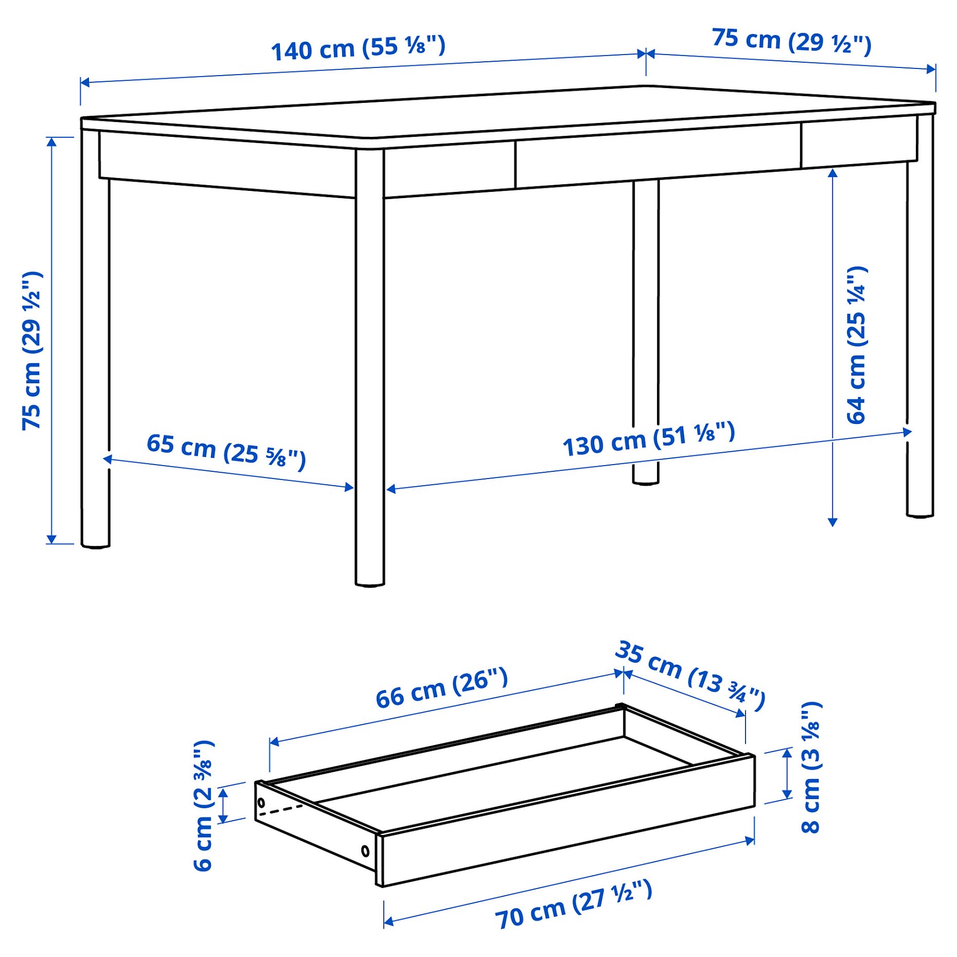 TONSTAD, desk, 140x75 cm, 305.381.98