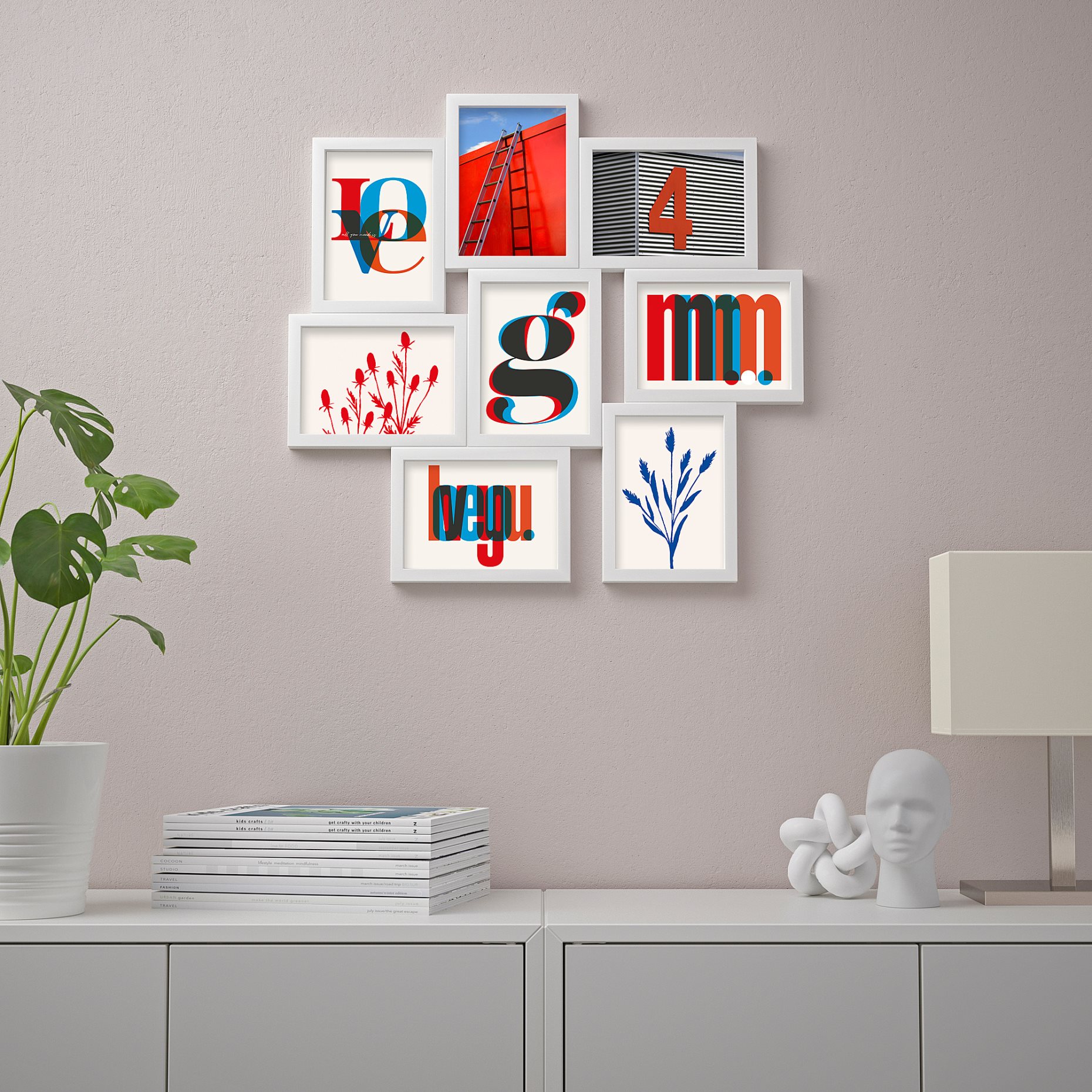 VÄXBO, art card/Red-blue love/8 pack, 13x18 cm, 305.608.15
