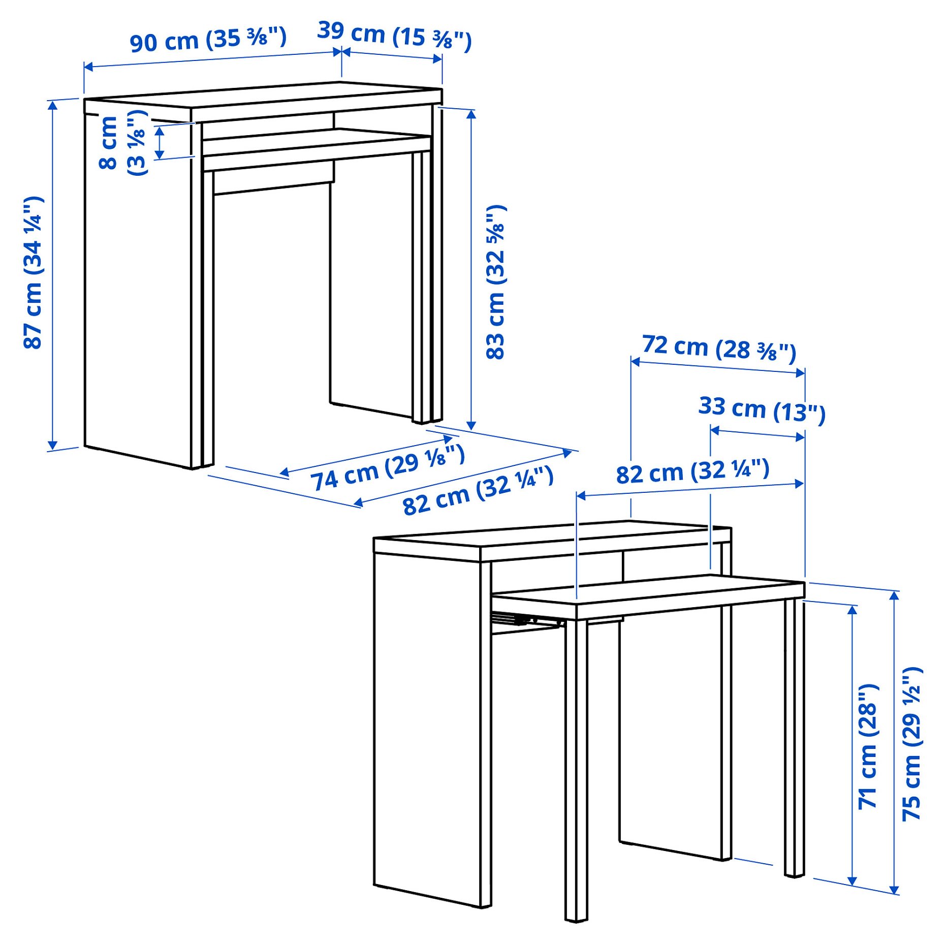 LÄNGDHOPP, συρόμενο γραφείο, 90x39/71 cm, 305.870.80