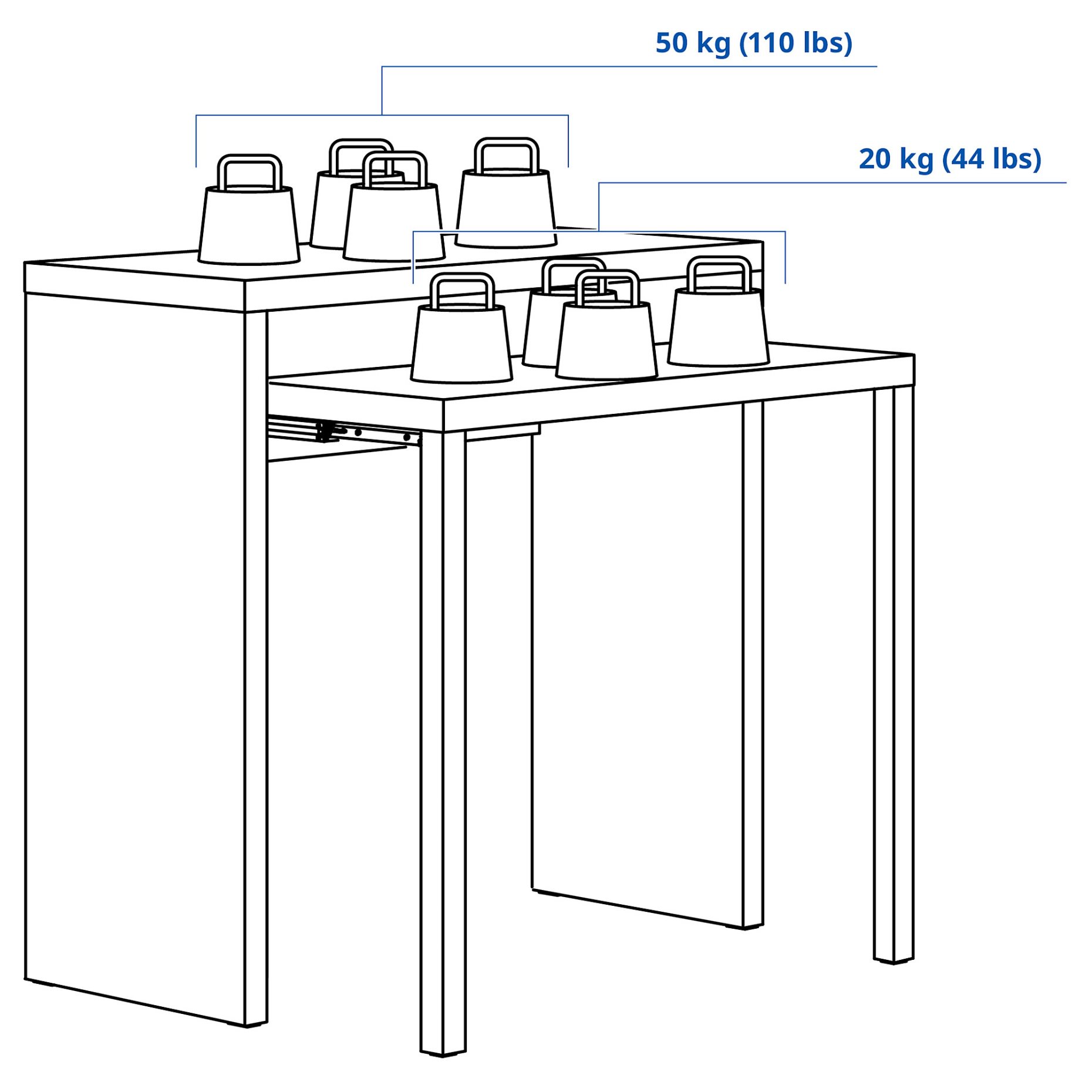 LÄNGDHOPP, συρόμενο γραφείο, 90x39/71 cm, 305.870.80