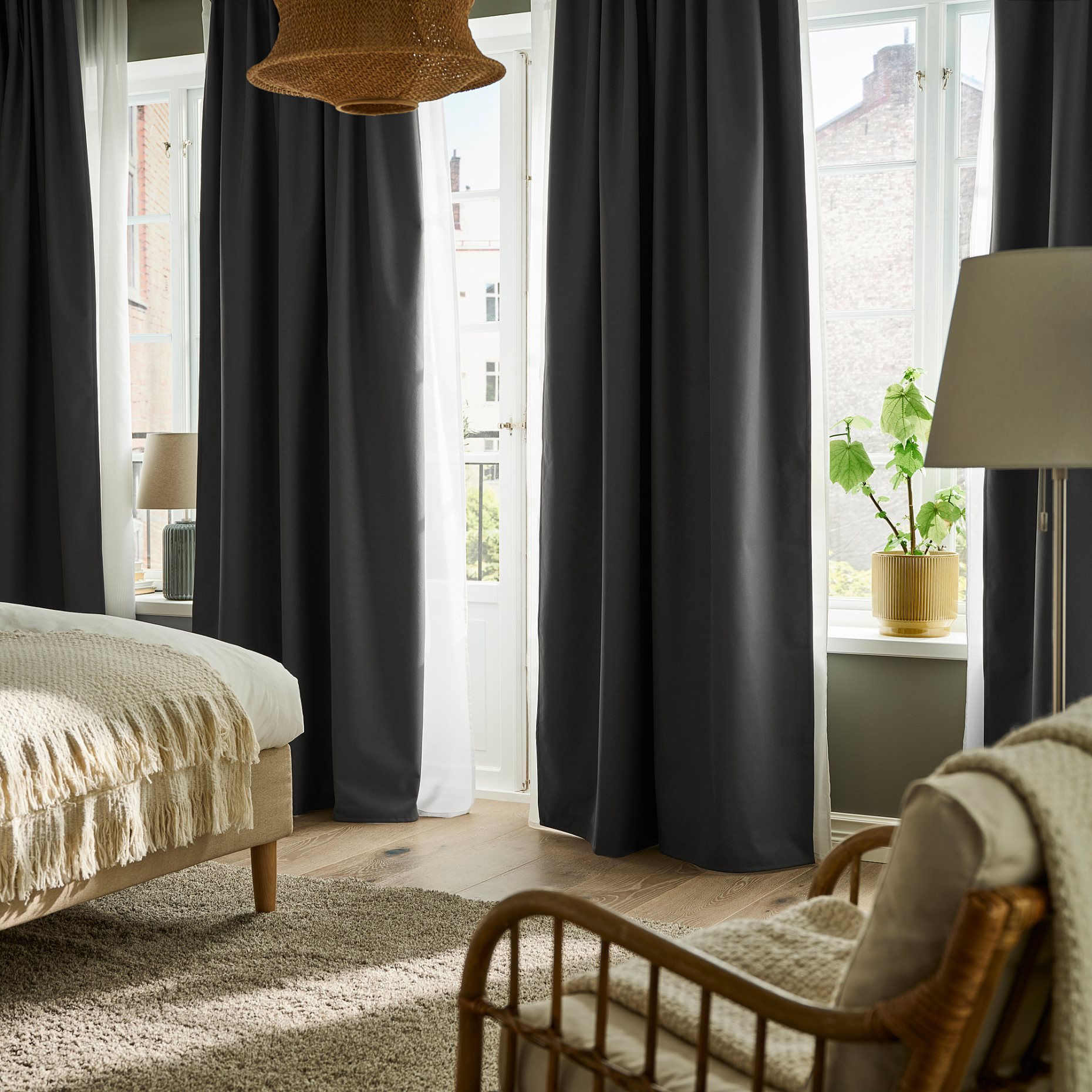 KORGMOTT, block-out curtains with heading tape/1 pair, 145x300 cm, 305.971.59