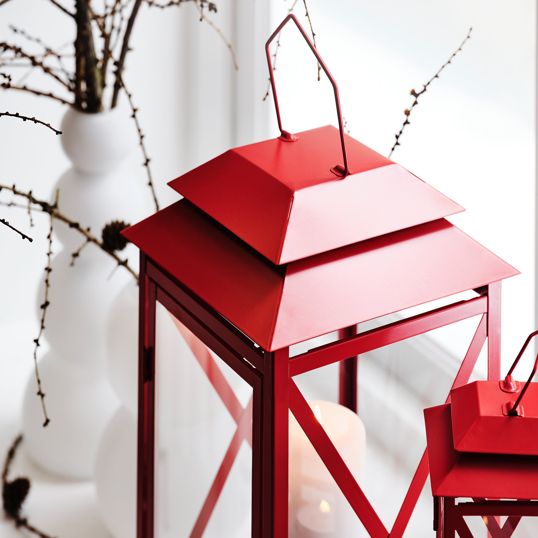 VINTERFINT, lantern for pillar candle in/out, 44 cm, 306.048.19