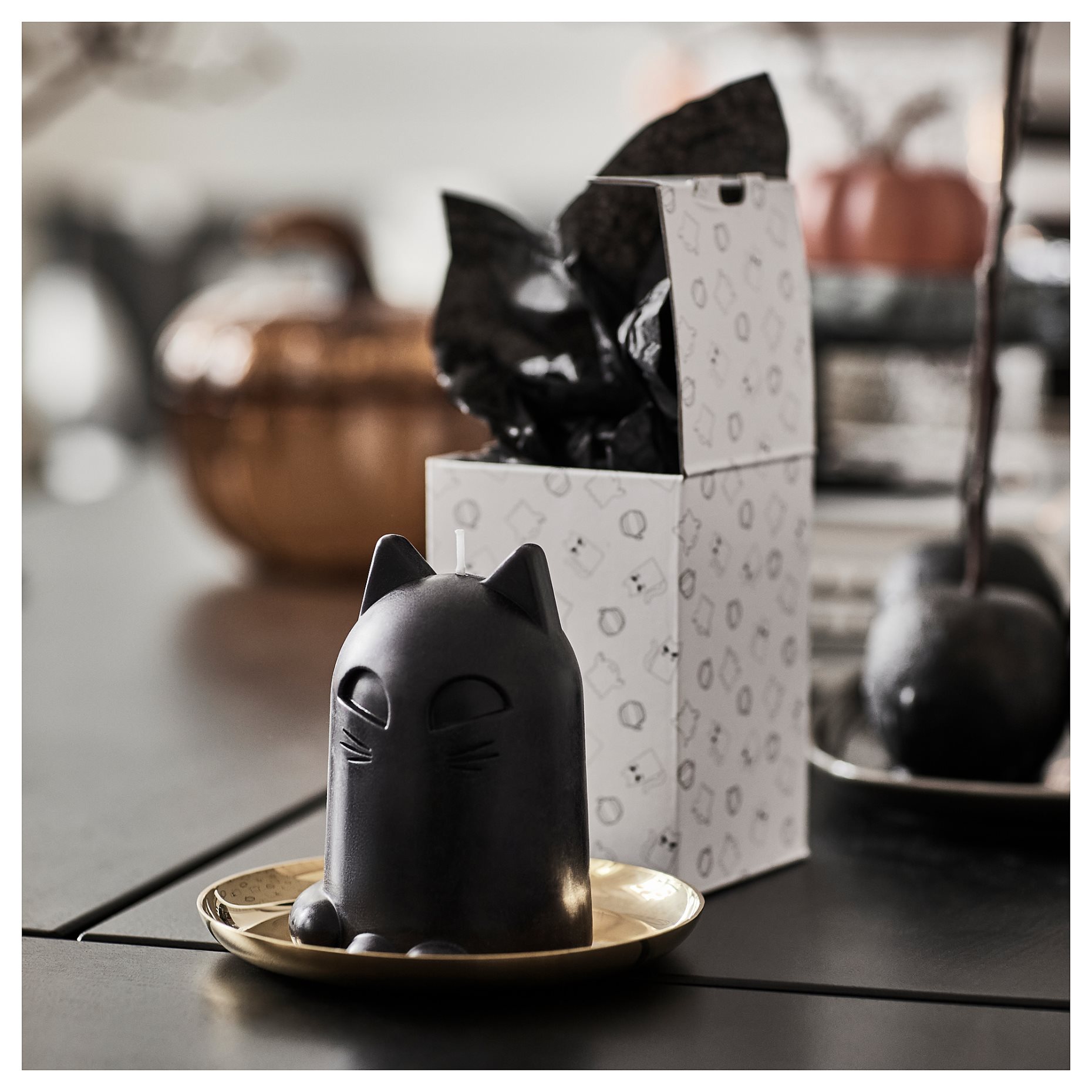 KUSTFYR 2026, unscented pillar candle/cat, 12 cm, 306.263.69