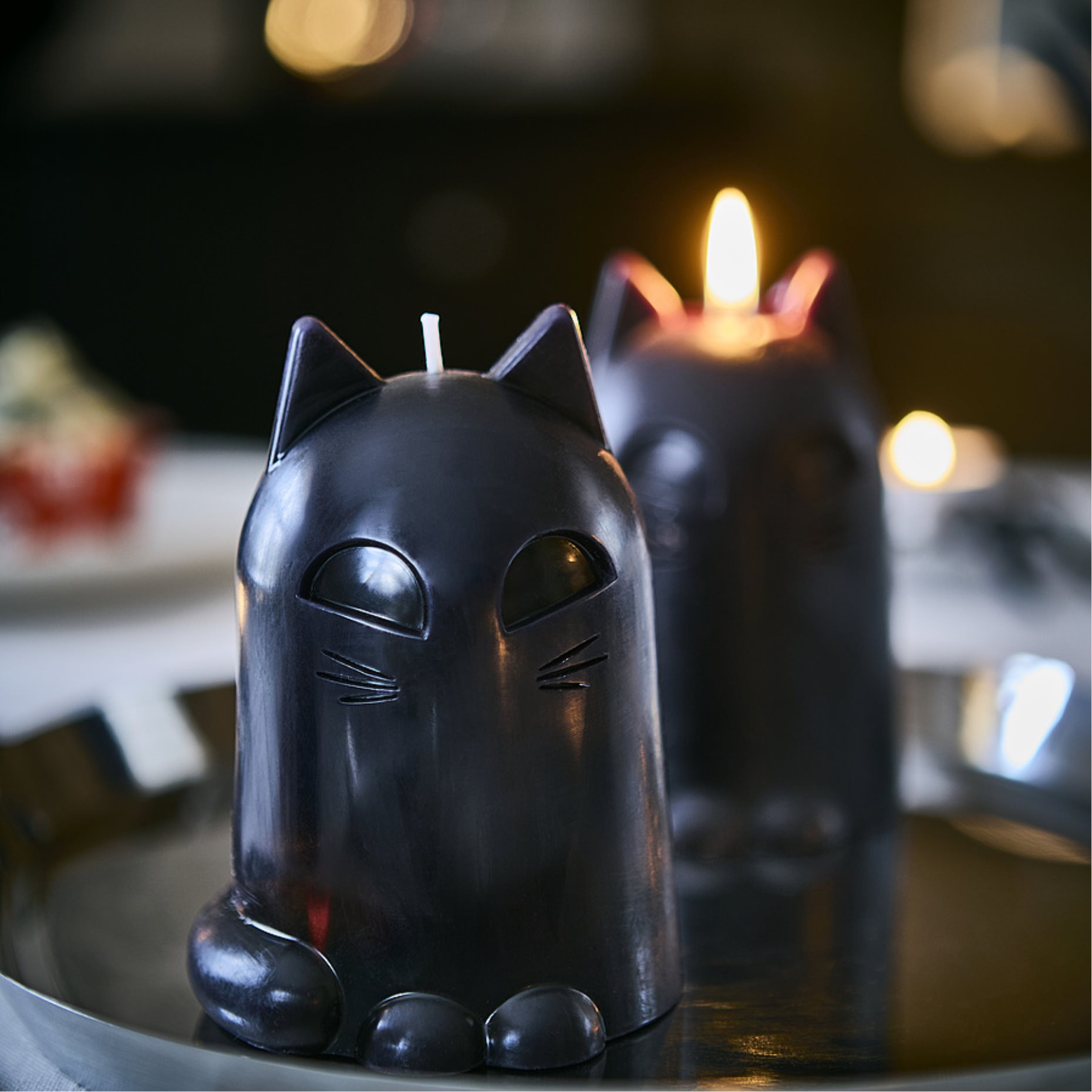 KUSTFYR 2026, unscented pillar candle/cat, 12 cm, 306.263.69