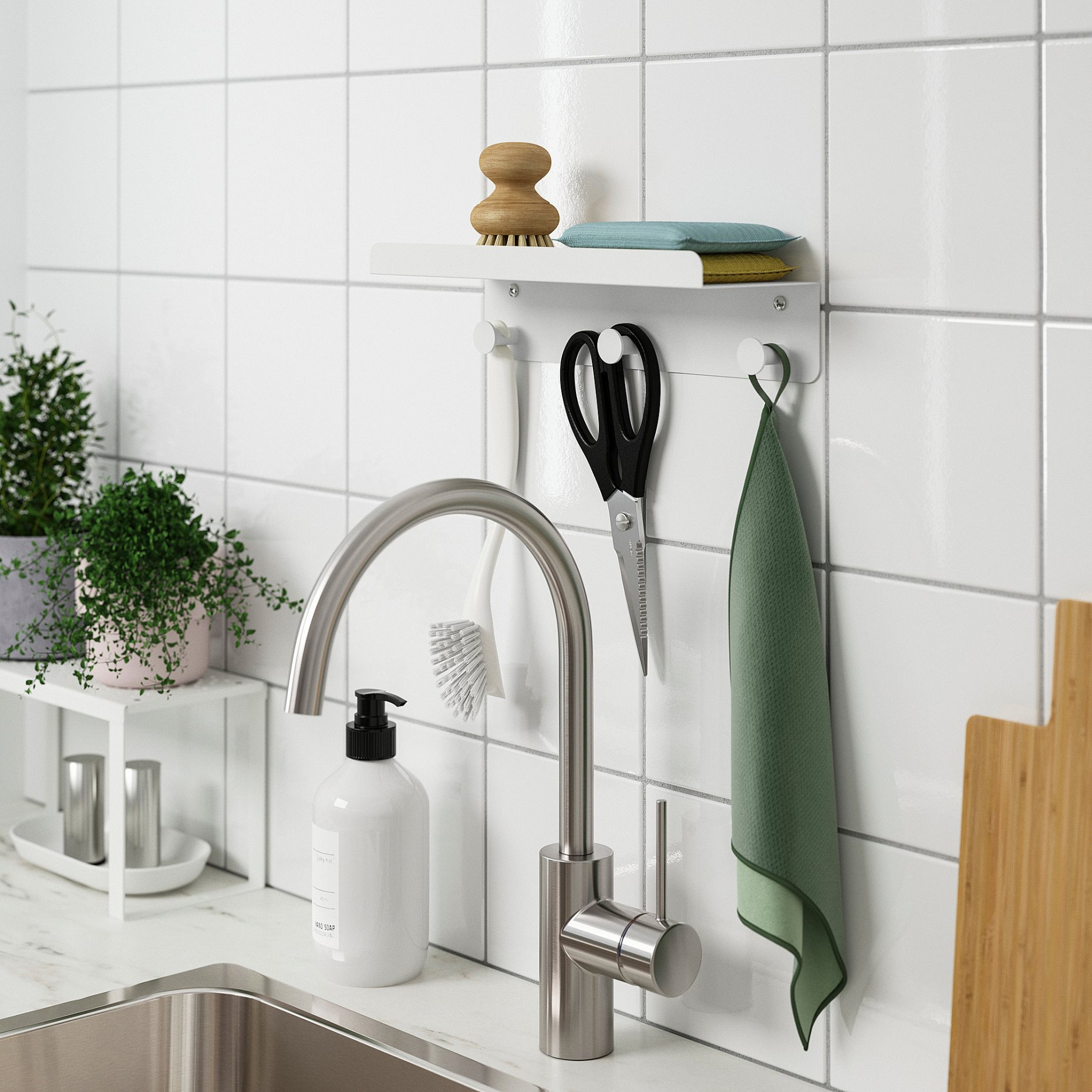 ENUDDEN, wall shelf with 3 hooks, 30x8 cm, 306.299.66