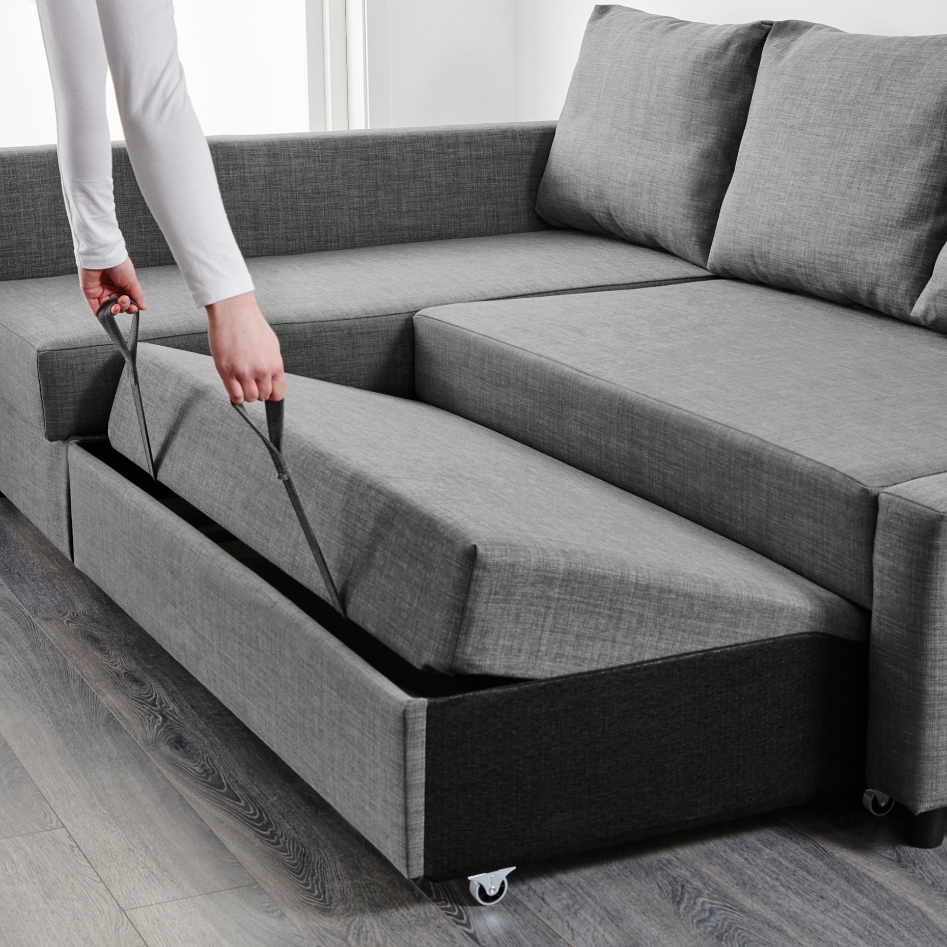 FRIHETEN, γωνιακός καναπές-κρεβάτι με αποθήκευση, 392.167.54