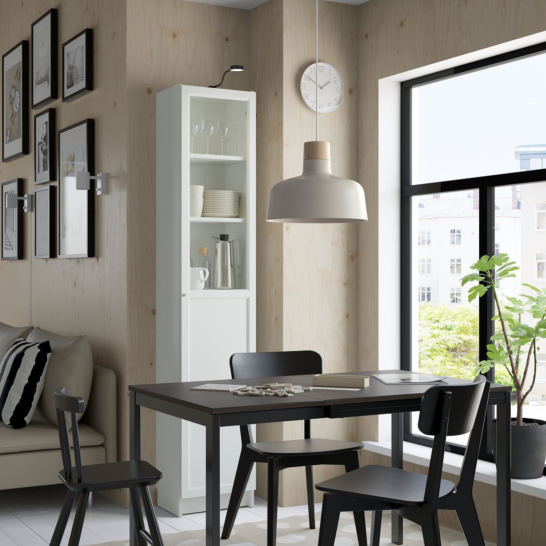 BILLY/OXBERG, bookcase combination with panel/glass doors, 40x30x202 cm, 392.874.21