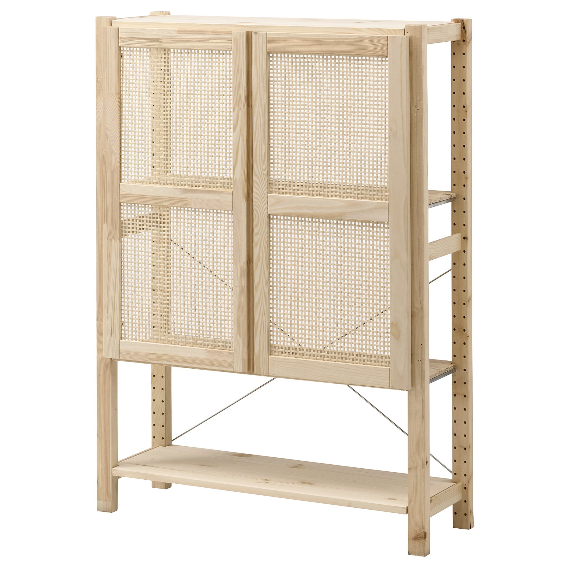 IVAR, shelving unit with doors, 89x30x124 cm, 394.034.73