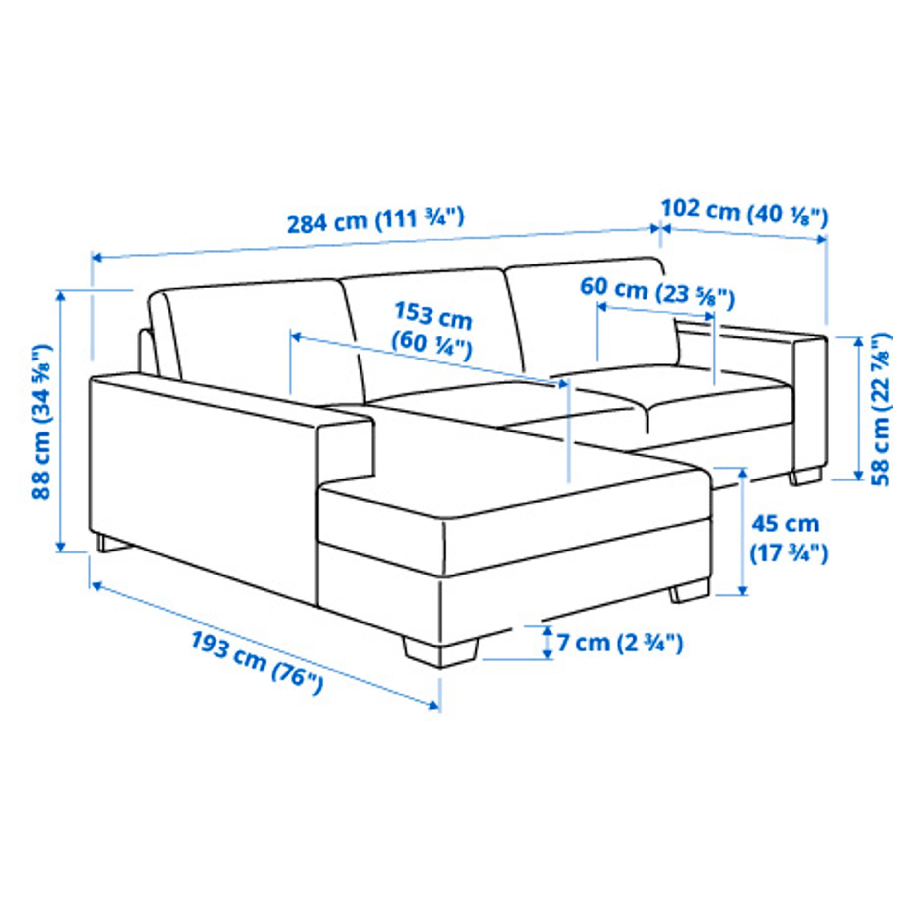 SÖRVALLEN, 3-seat sofa with chaise longue/left, 394.194.12