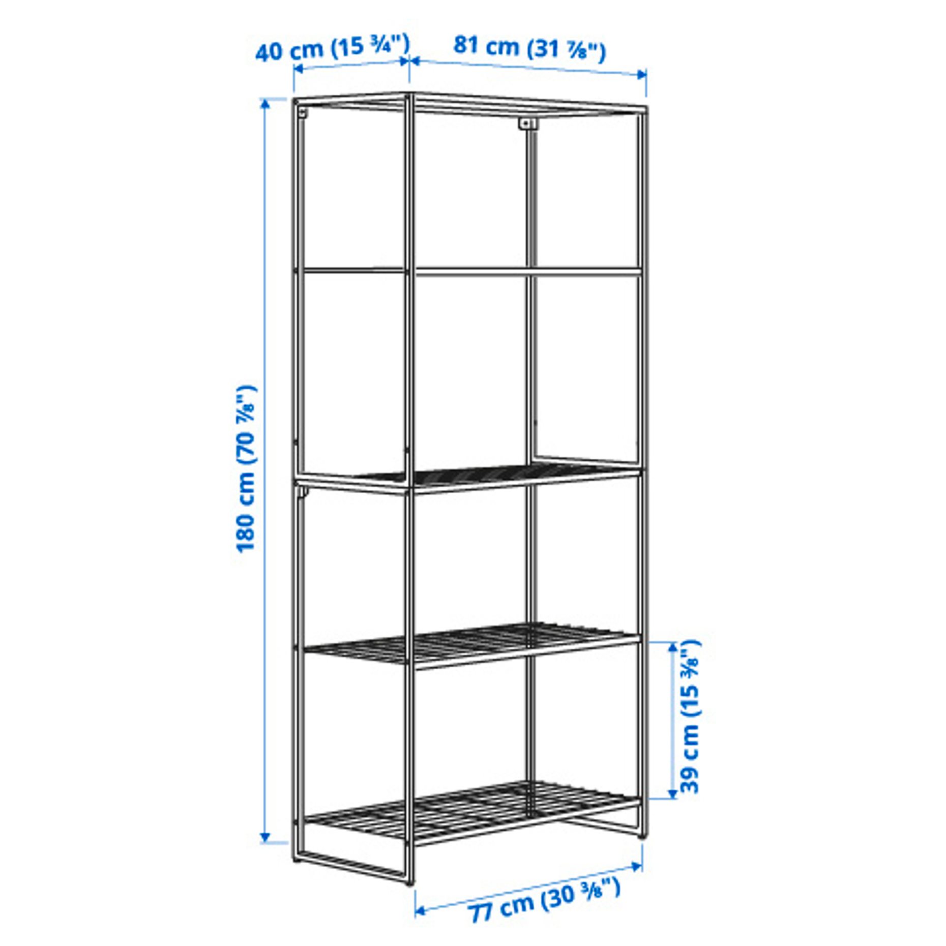 JOSTEIN, shelving unit/in/outdoor/wire, 81x40x180 cm, 394.372.13