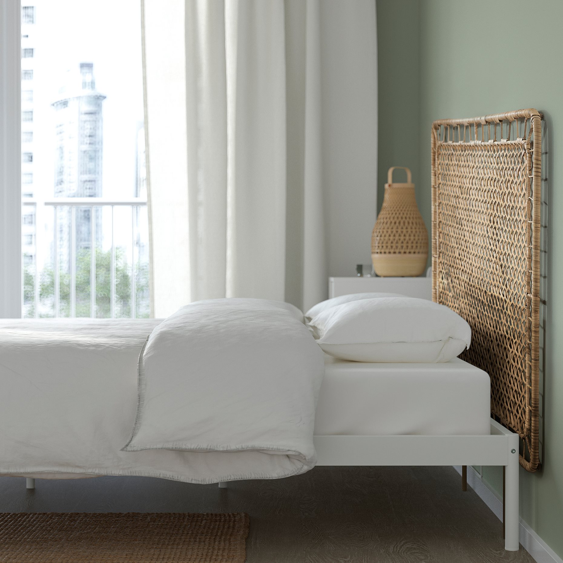 VEVELSTAD, bed frame with 2 headboards, 160x200 cm, 394.417.38