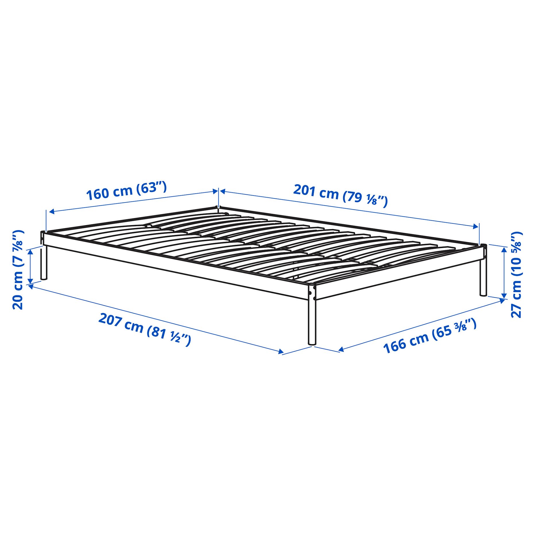 VEVELSTAD, bed frame with 2 headboards, 160x200 cm, 394.417.38