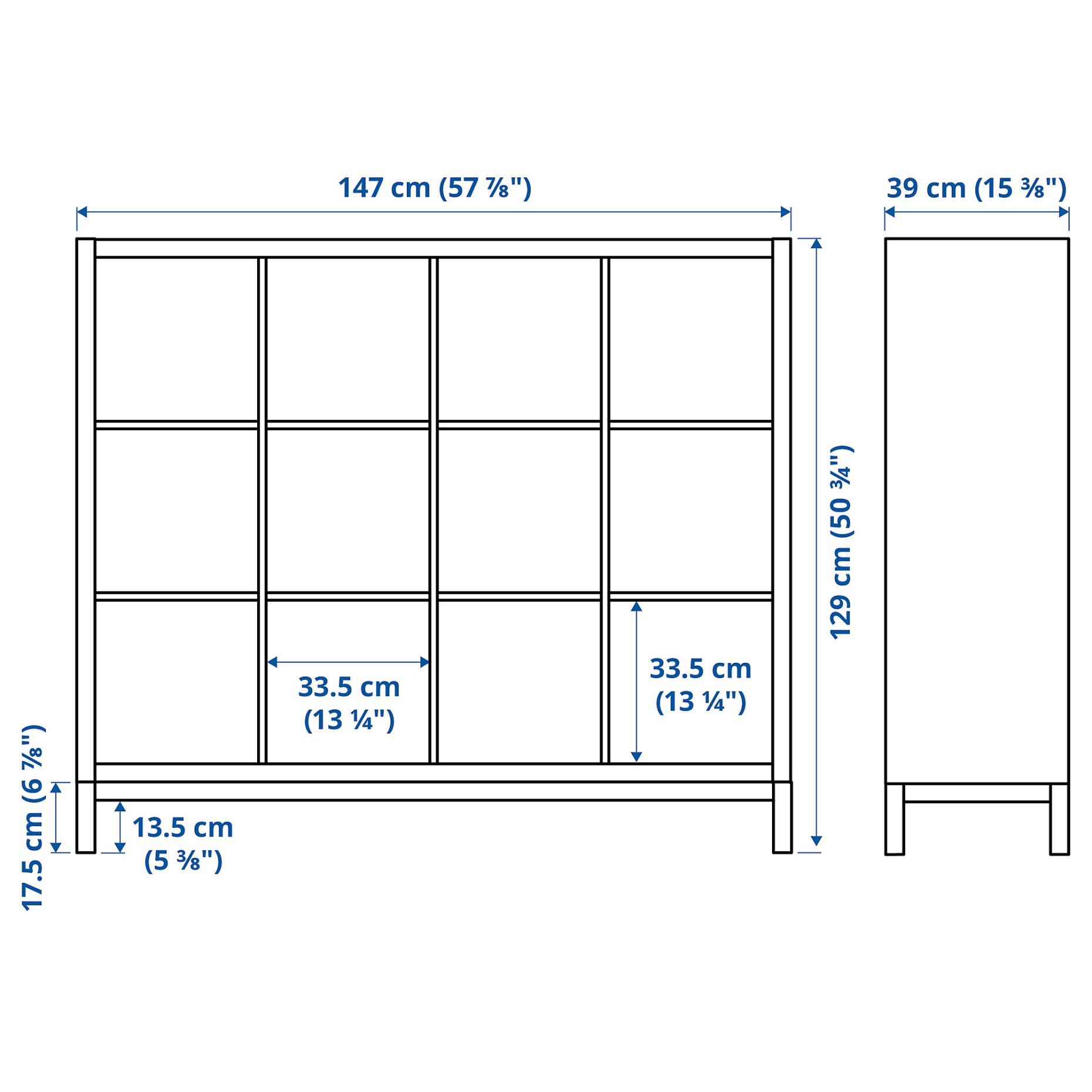 KALLAX, shelving unit with underframe, 147x129 cm, 394.426.91