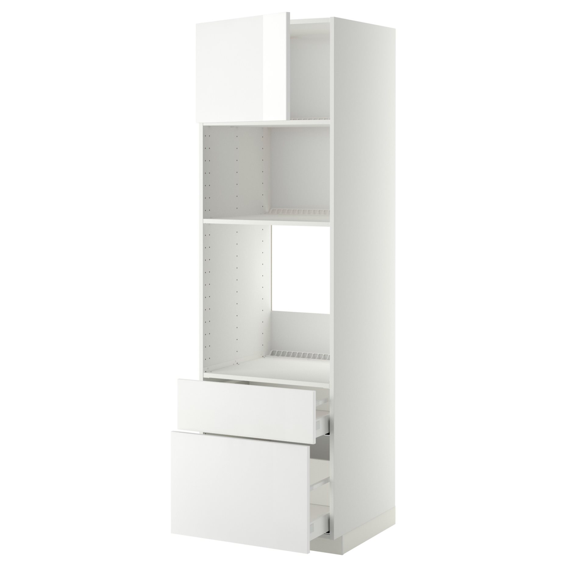 METOD, high cabinet for oven/microwave with door/2 drawers, 60x60x200 cm, 394.659.89