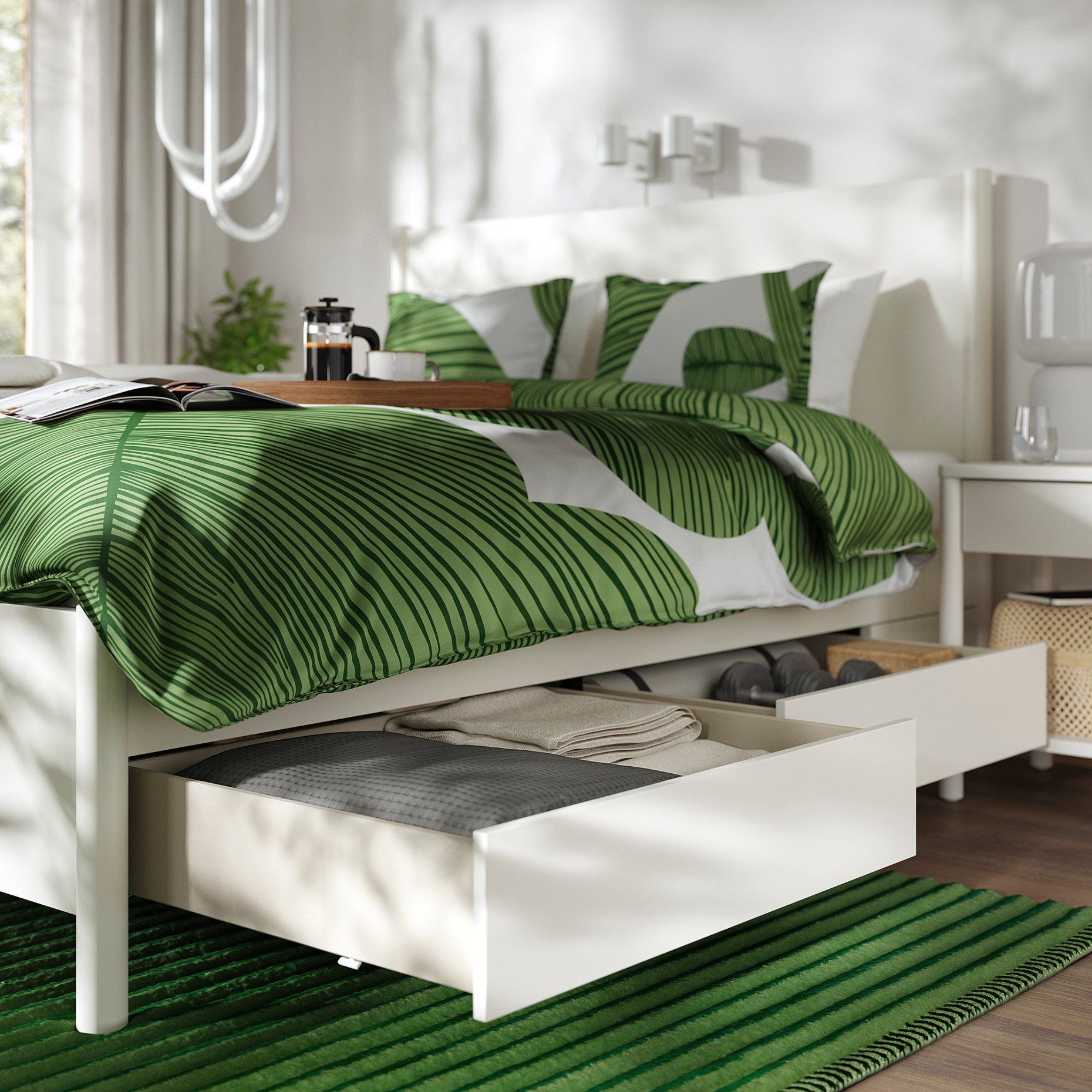 TONSTAD, bed frame with storage, 140x200 cm, 394.966.17