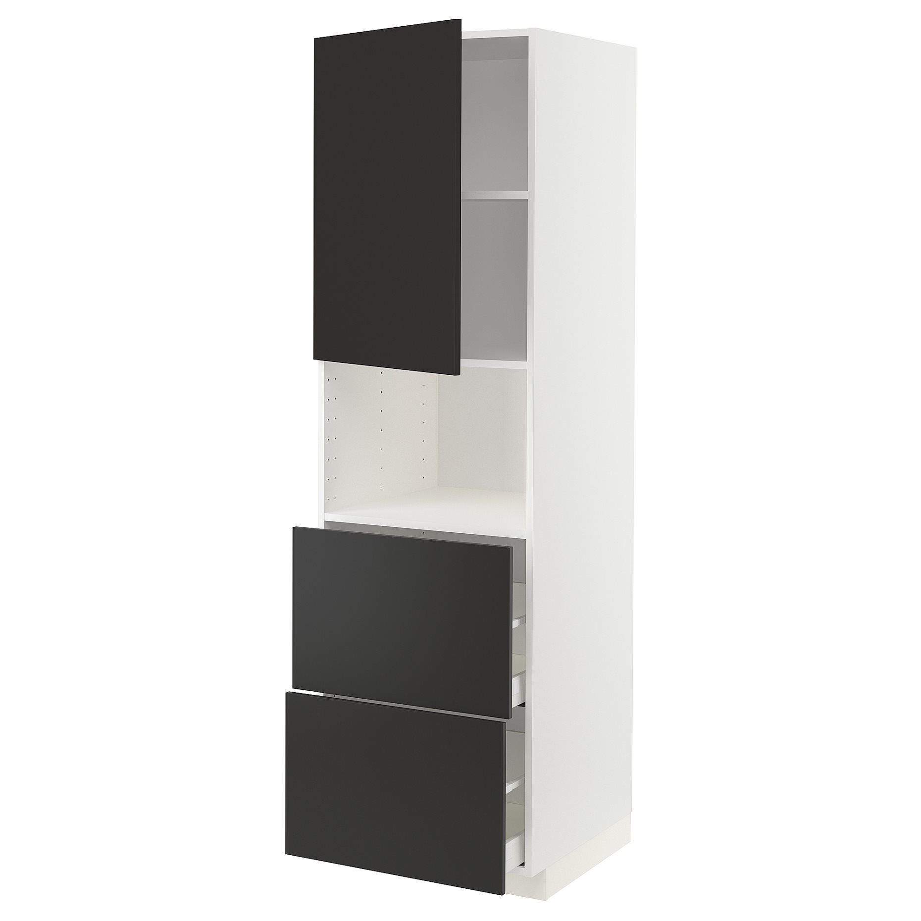 METOD, high cabinet for microwave with door/2 drawers, 60x60x200 cm, 394.974.57