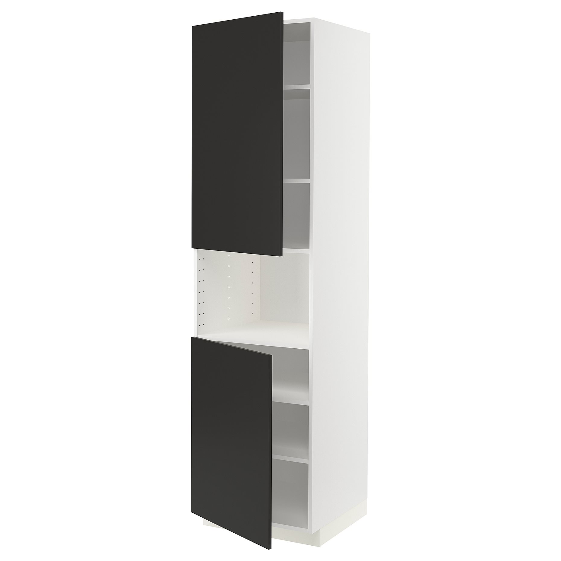 METOD, high cabinet for microwave with 2 doors/shelves, 60x60x220 cm, 394.979.85